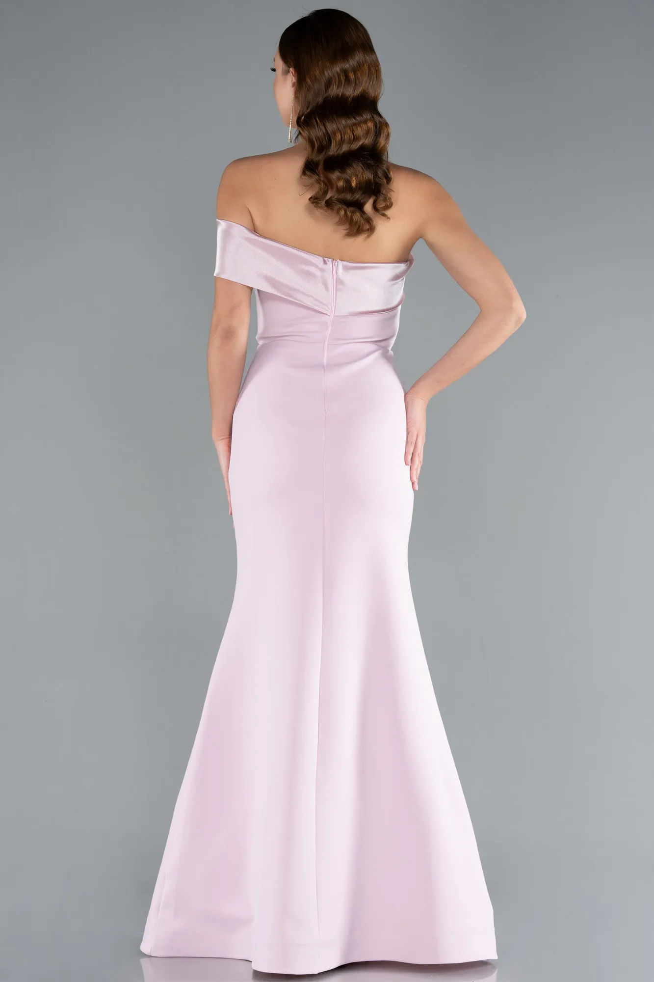 Powder Color-Satin One Shoulder Long Mermaid Evening Gown ABU4832