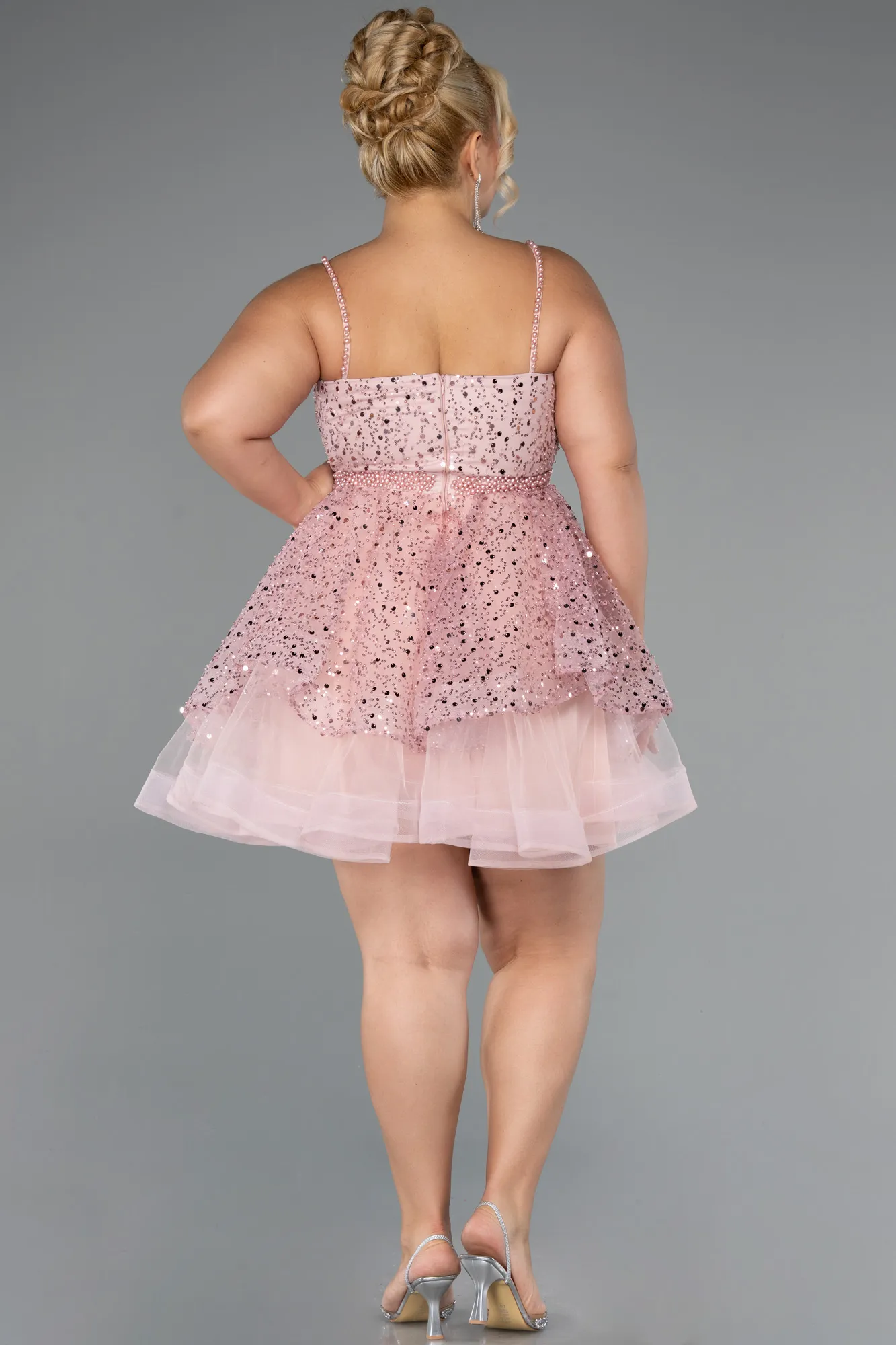 Powder Color-Short Formal Plus Size Dress ABK2436
