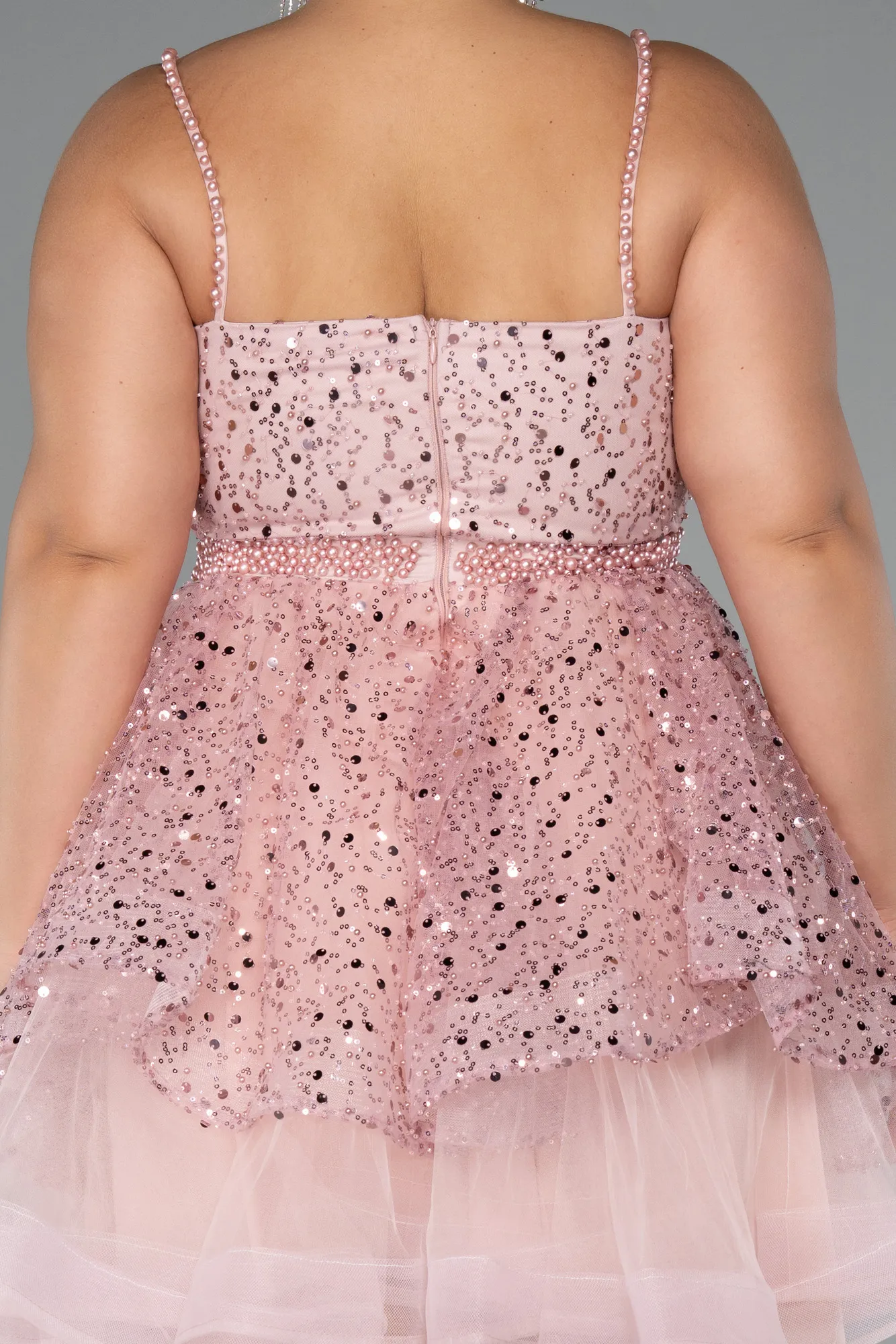 Powder Color-Short Formal Plus Size Dress ABK2436