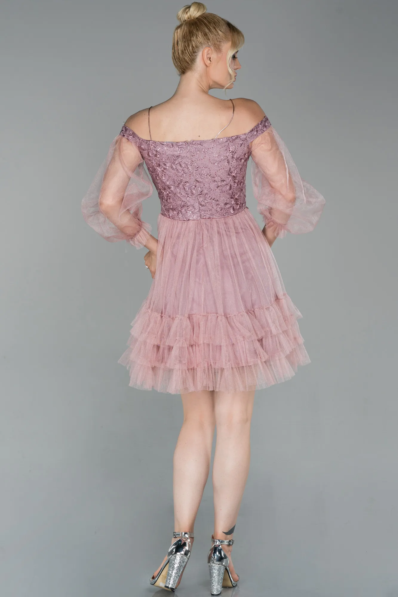 Powder Color-Short Invitation Dress ABK992