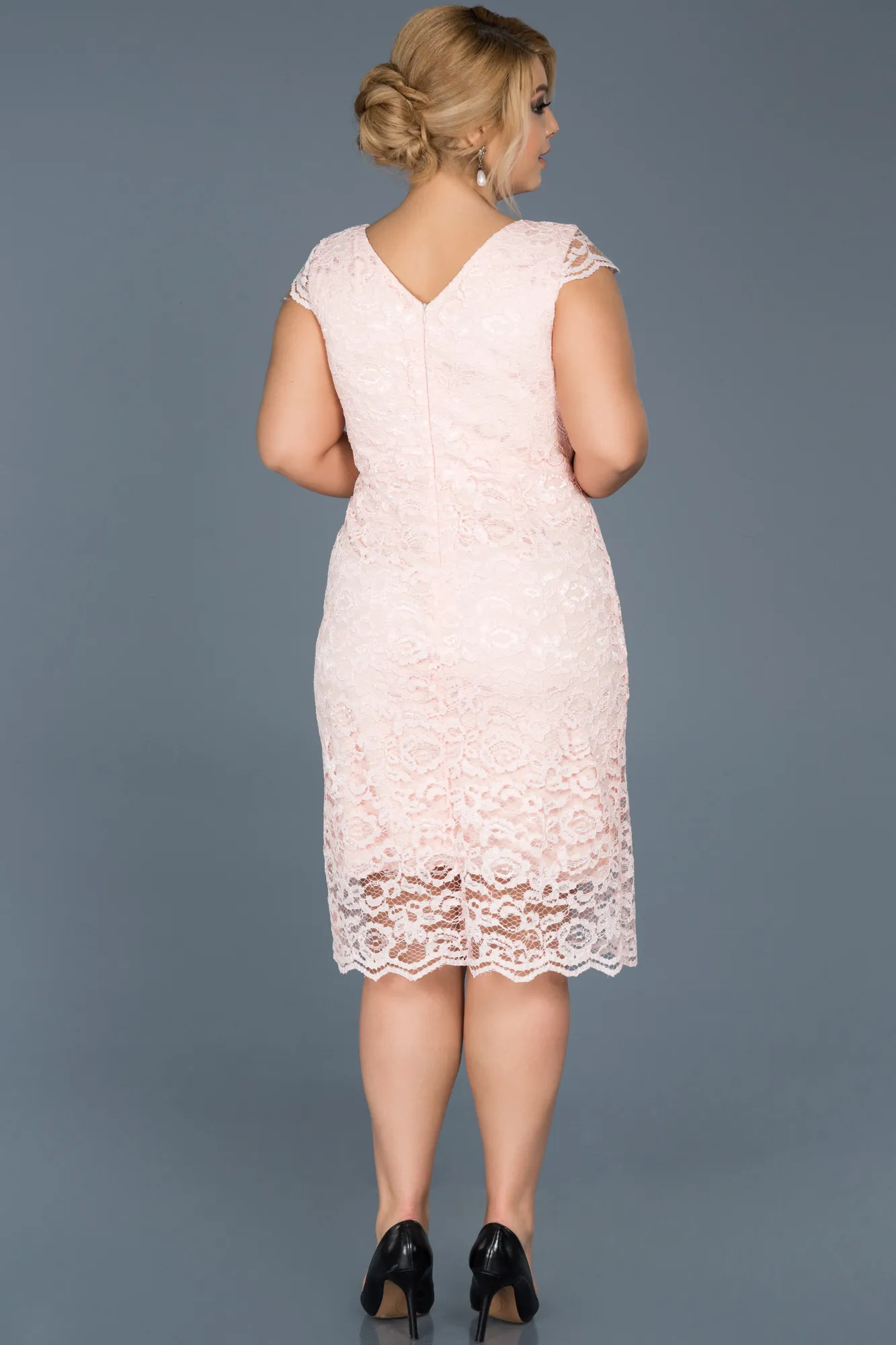 Powder Color-Short Oversized Evening Dress ABK010