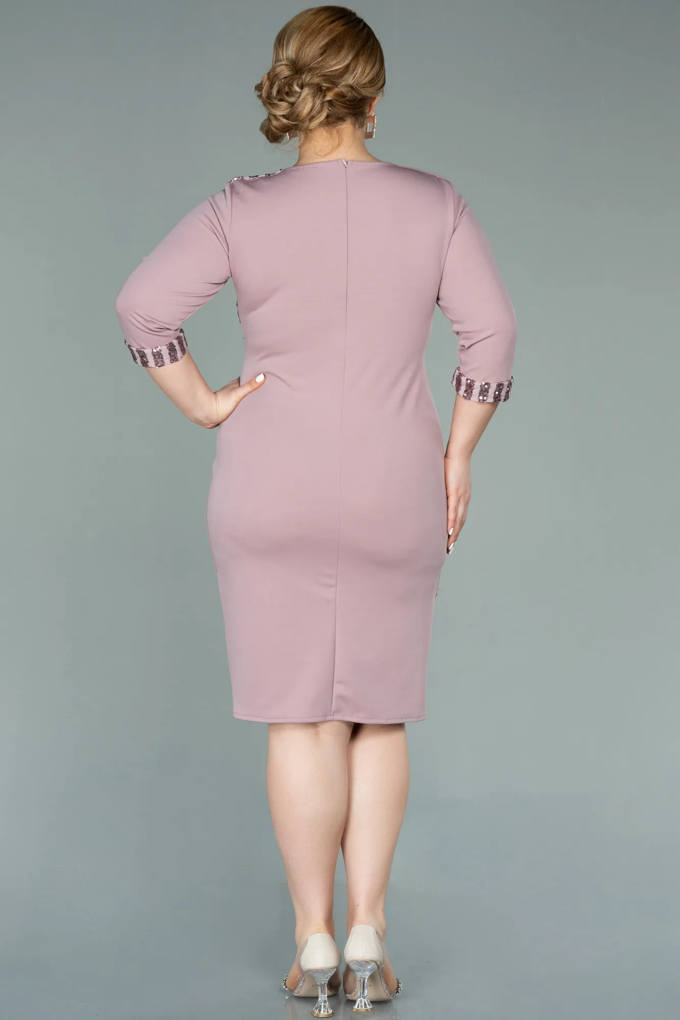 Powder Color-Short Plus Size Evening Dress ABK1325