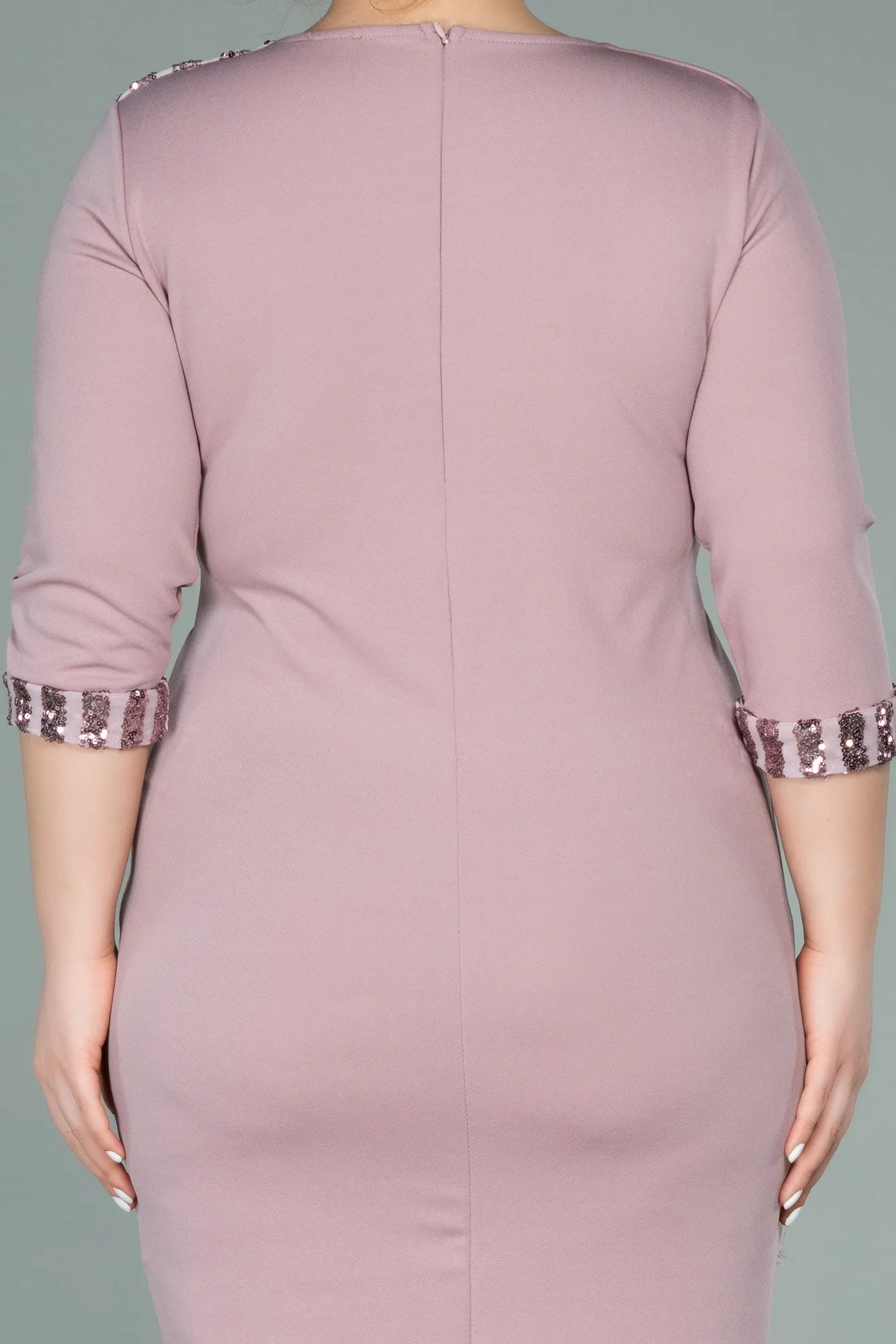 Powder Color-Short Plus Size Evening Dress ABK1325