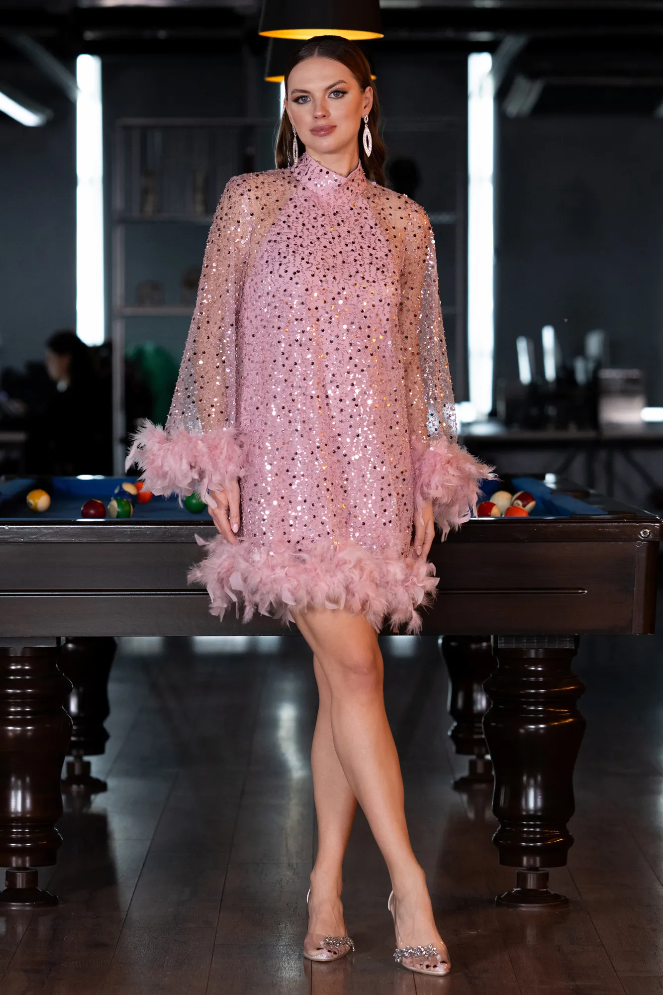 Powder Color-Short Scaly Cocktail Dress ABK2202