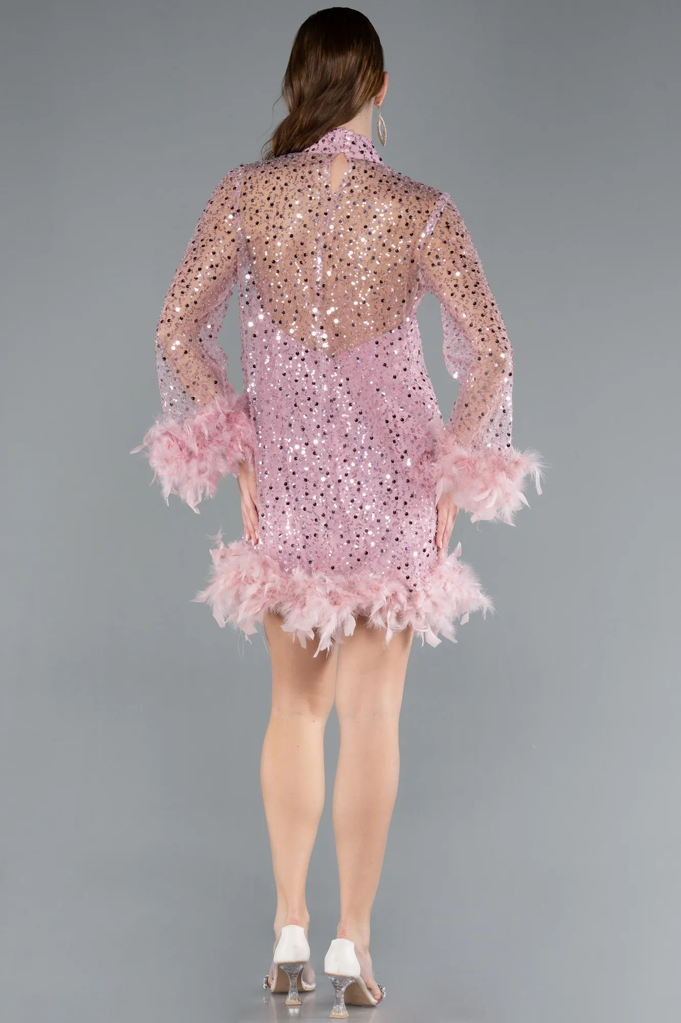 Powder Color-Short Scaly Cocktail Dress ABK2202