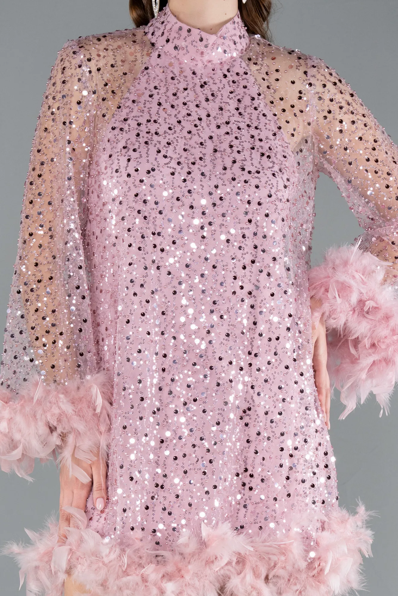 Powder Color-Short Scaly Cocktail Dress ABK2202