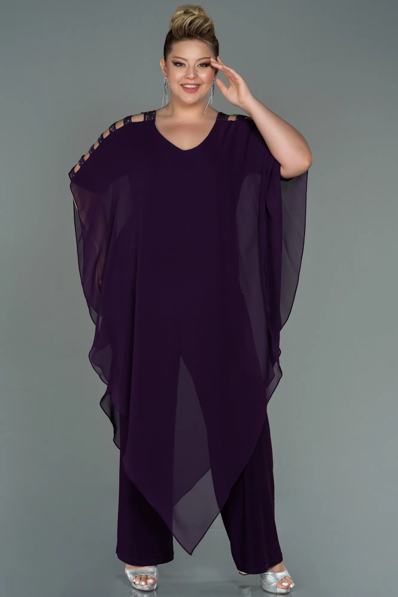 Purple-Chiffon Plus Size Evening Dress ABT080