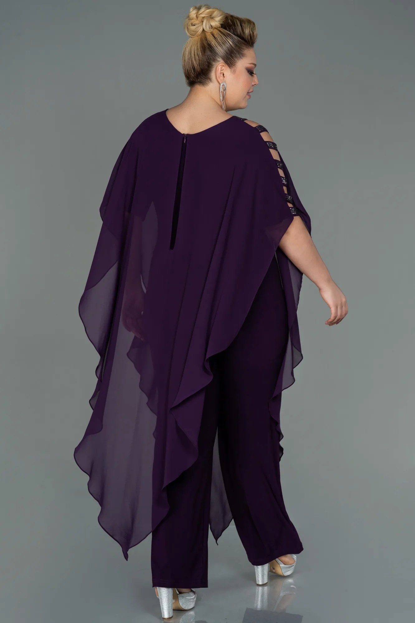Purple-Chiffon Plus Size Evening Dress ABT080