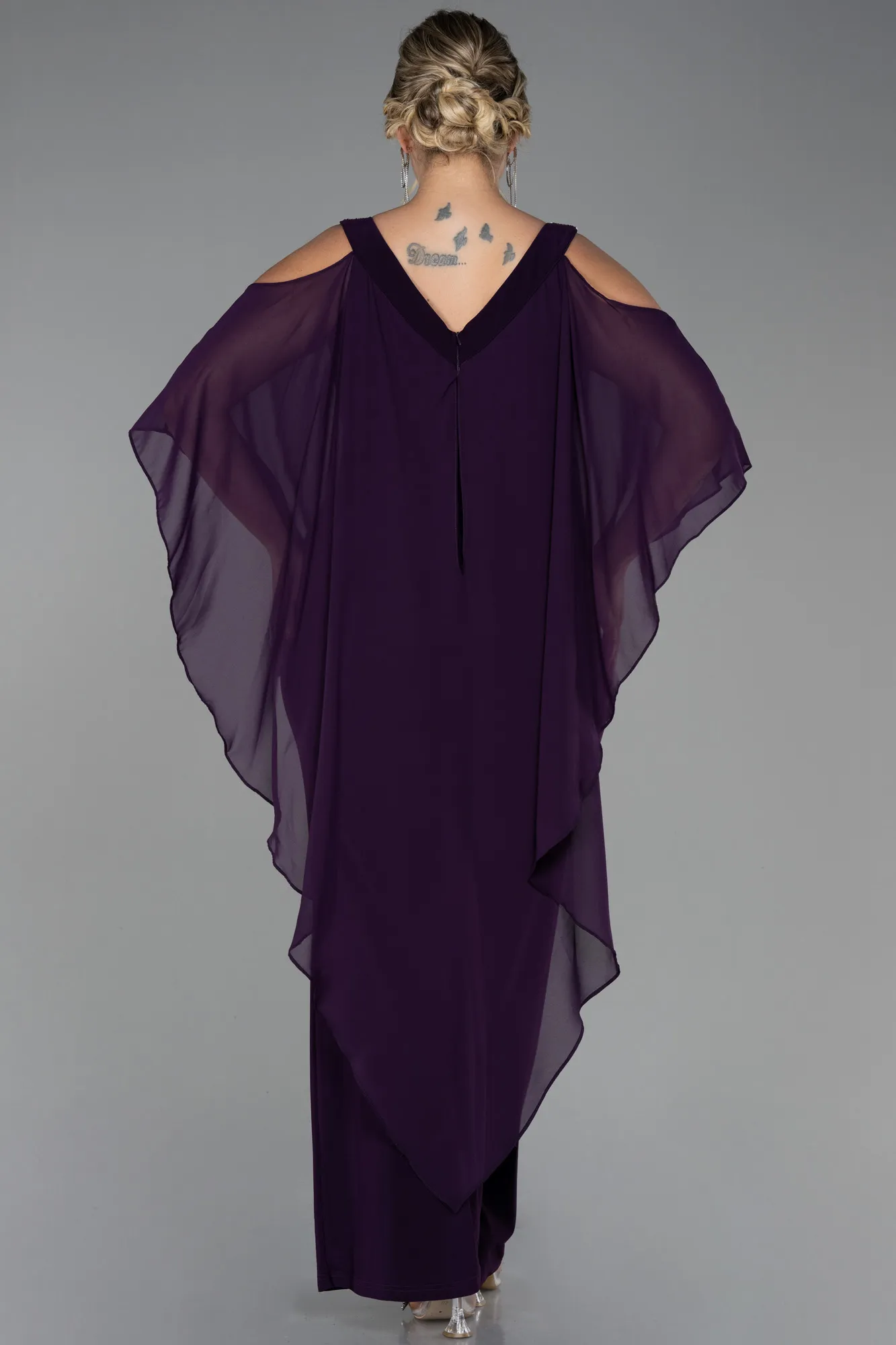 Purple-Chiffon Plus Size Evening Dress ABT096