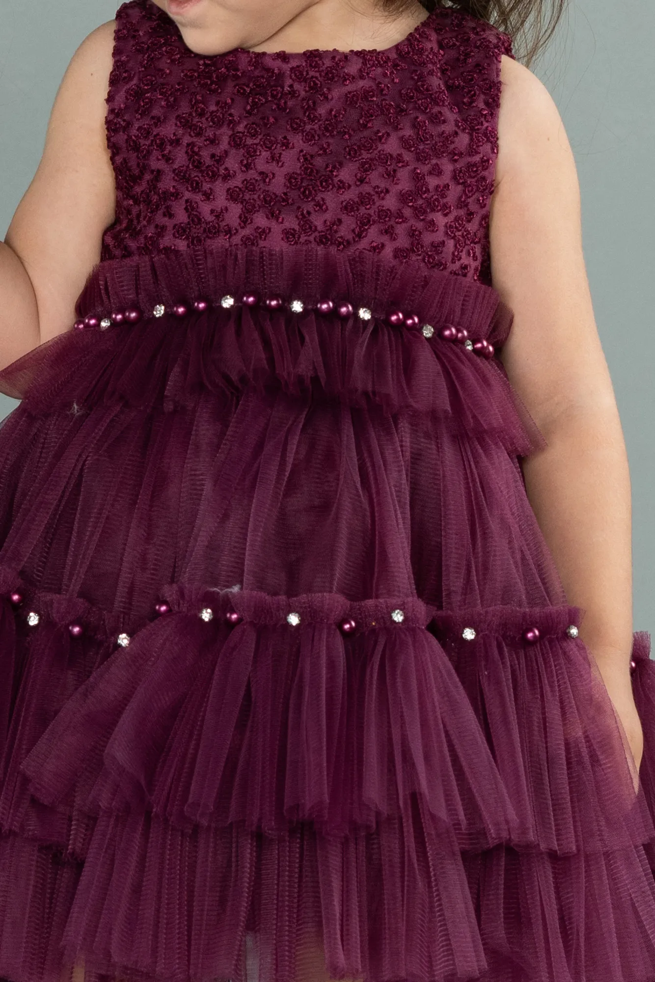 Purple-Front Short Back Long Girl Dress ABO049