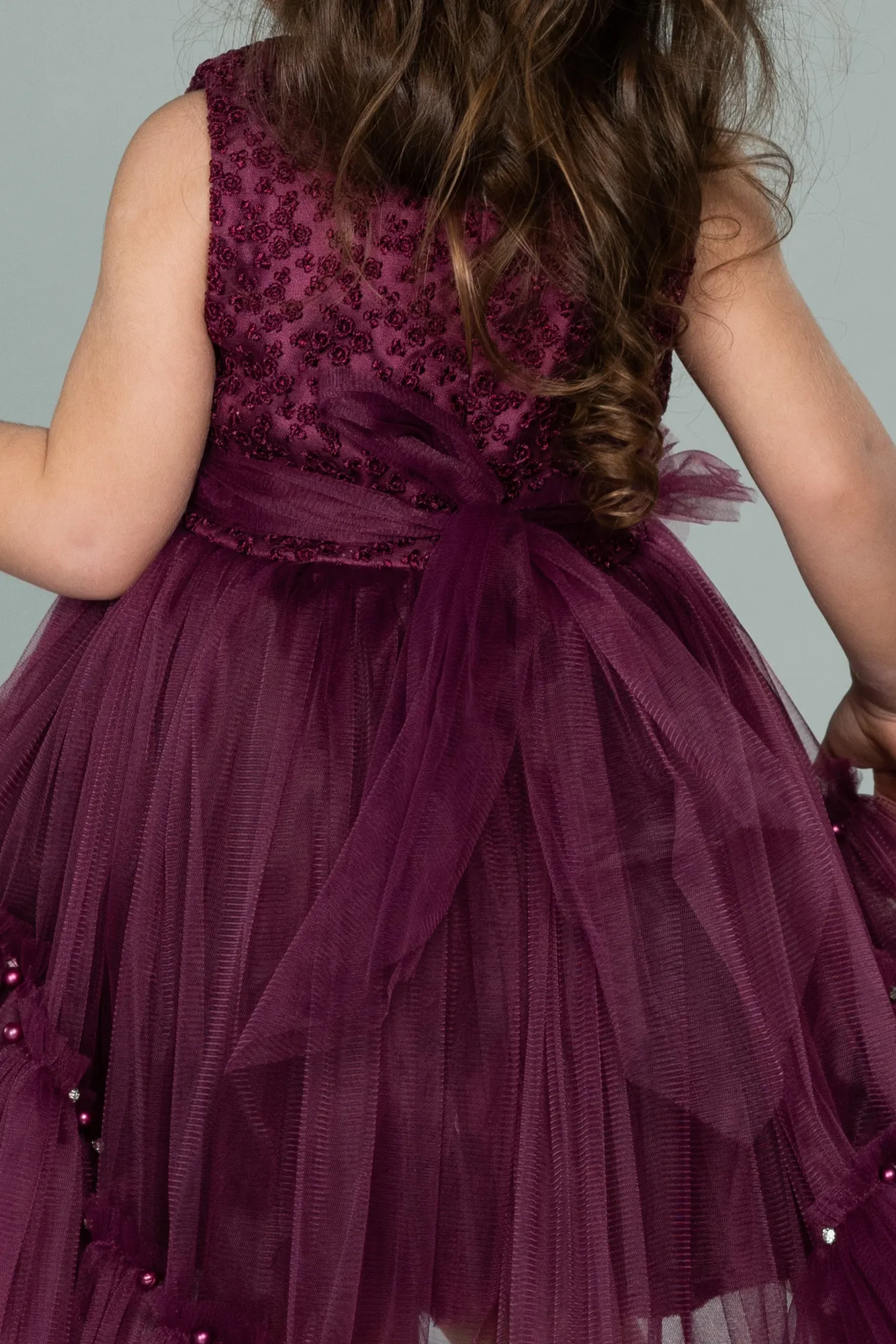 Purple-Front Short Back Long Girl Dress ABO049