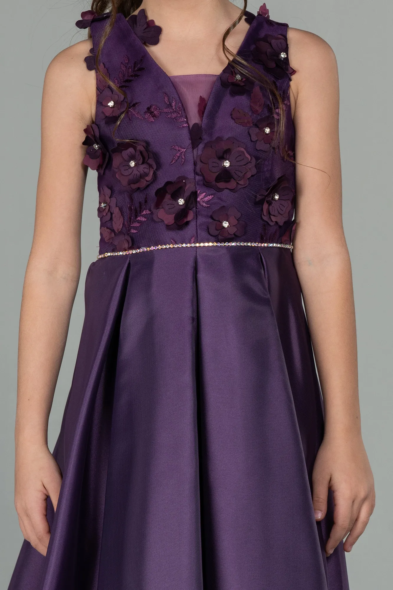 Purple-Front Short Back Long Girl Dress ABO088