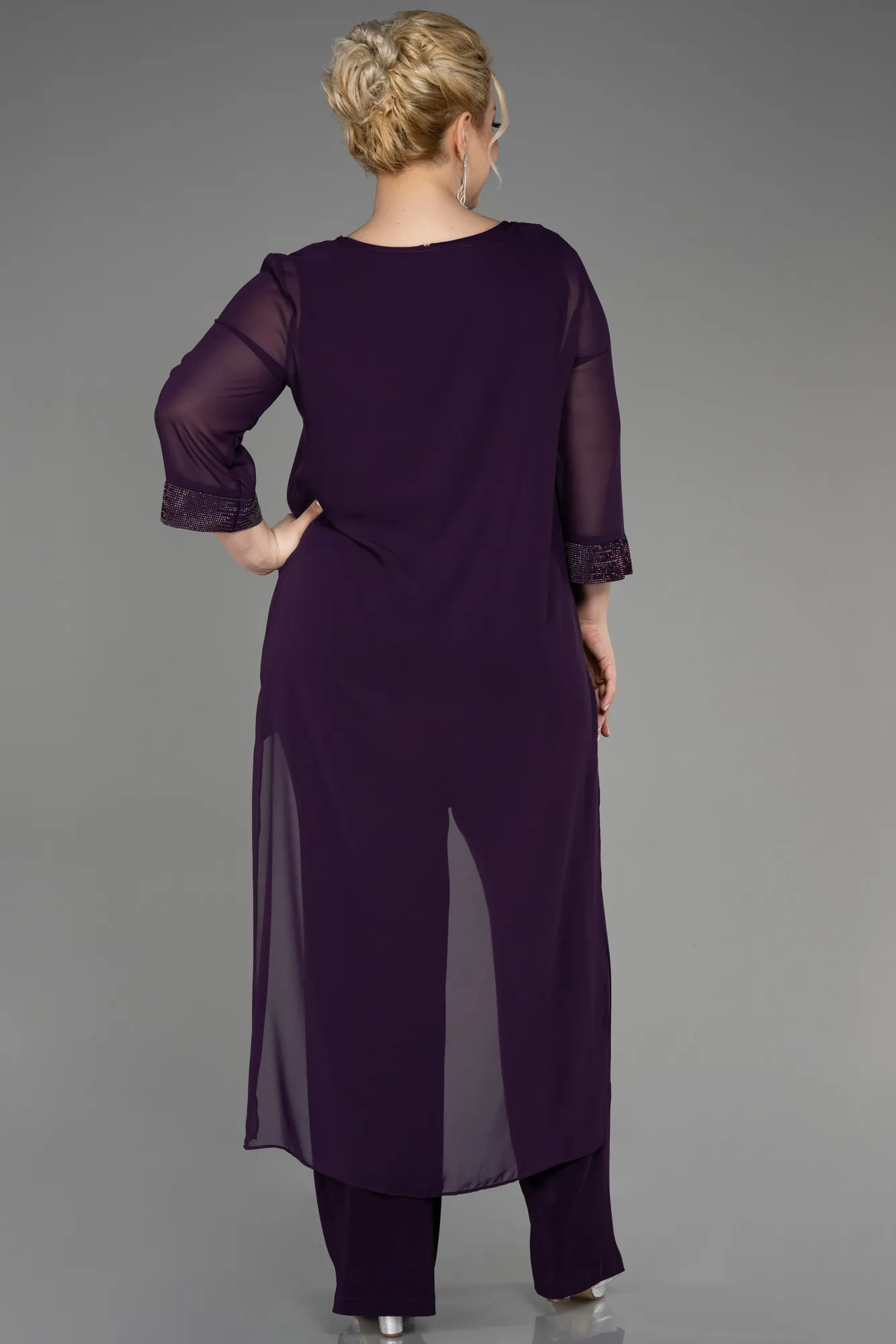 Purple-Long Chiffon Evening Dress ABT083