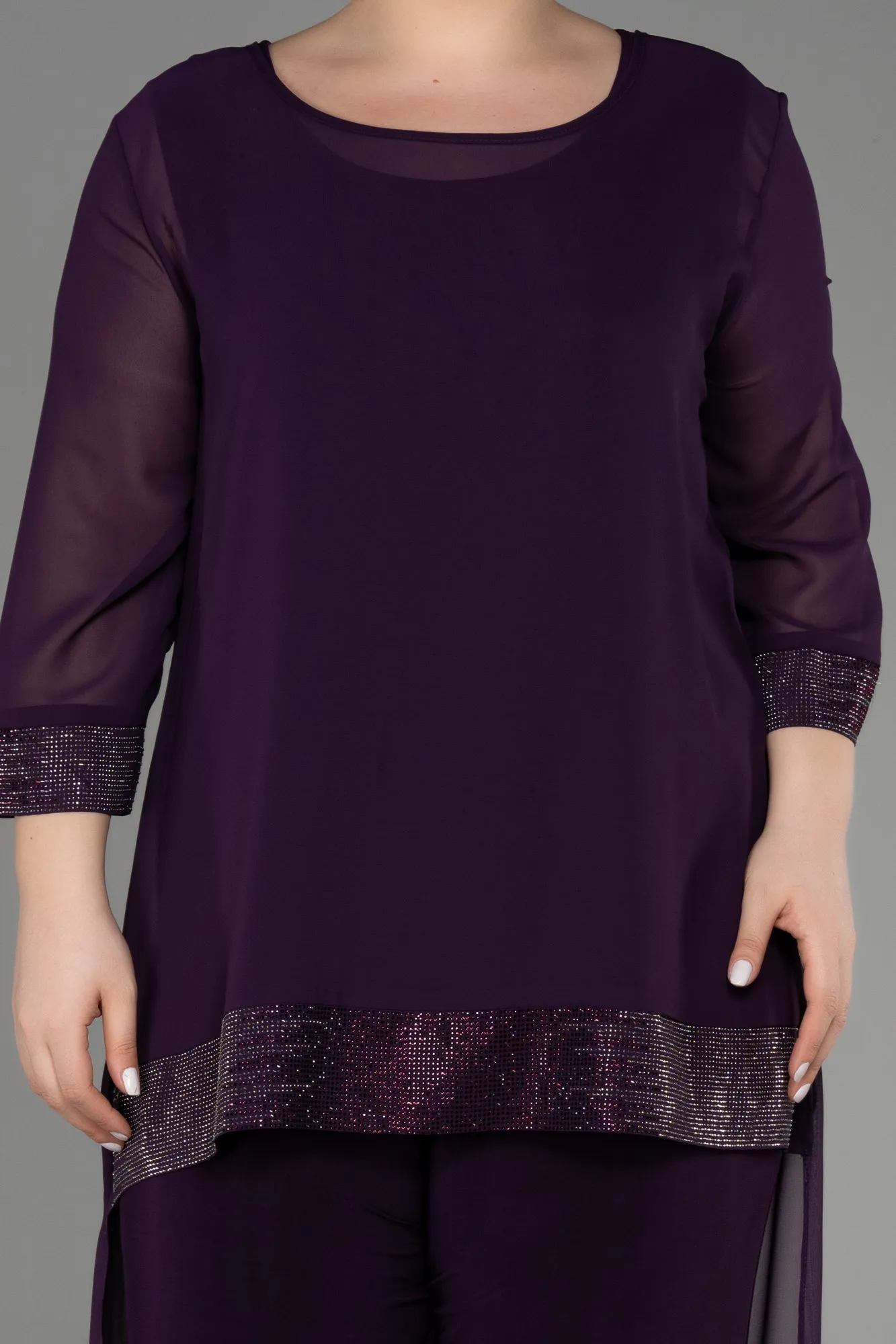 Purple-Long Chiffon Evening Dress ABT083