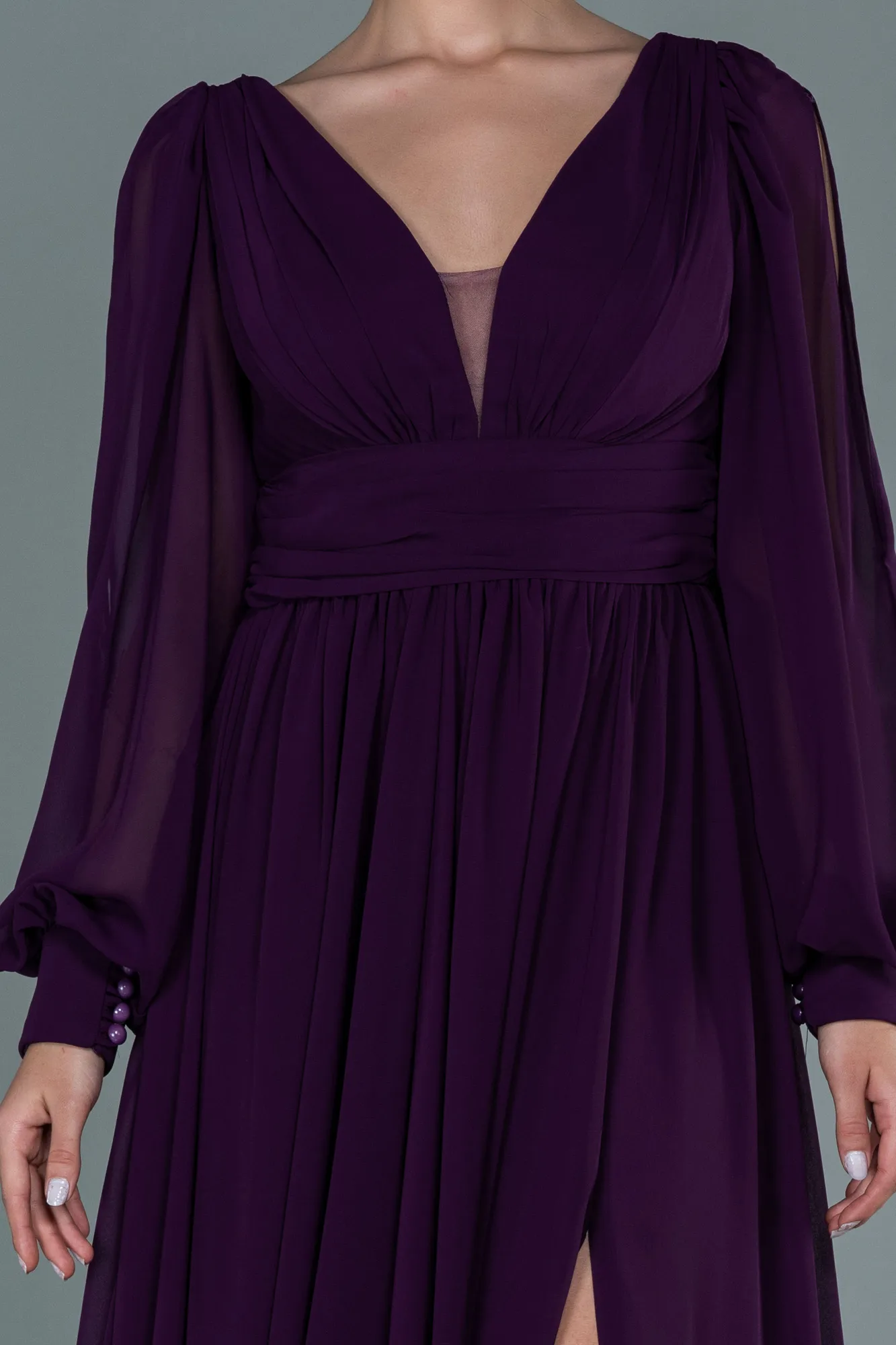 Purple-Long Chiffon Evening Dress ABU1702