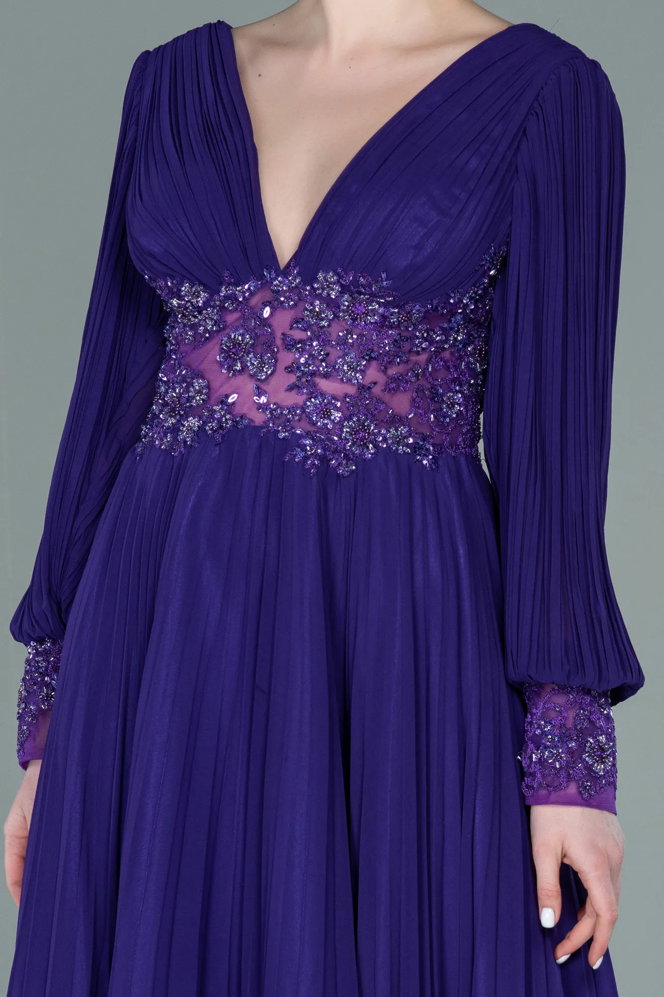 Purple-Long Chiffon Evening Dress ABU2183