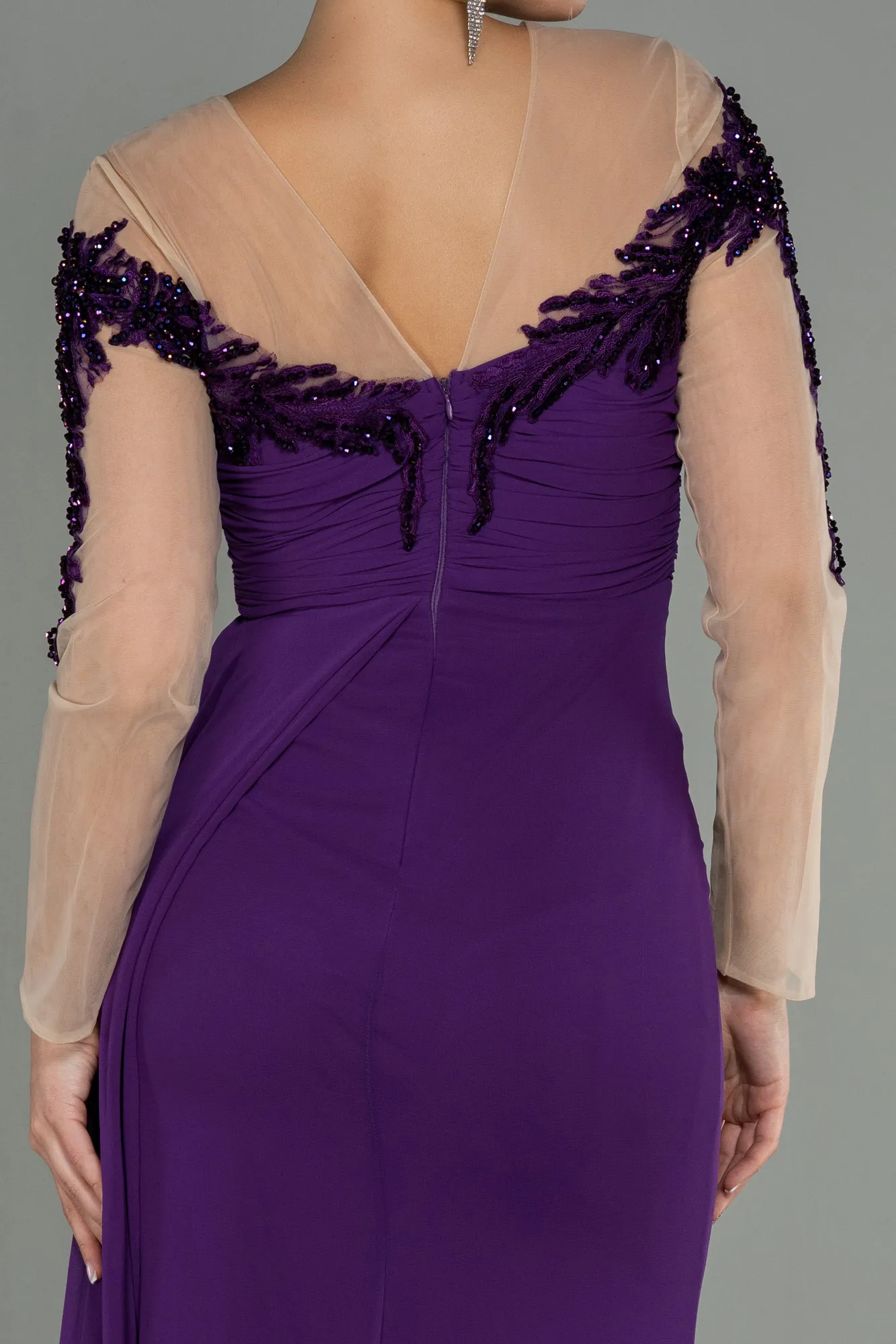 Purple-Long Chiffon Evening Dress ABU3012
