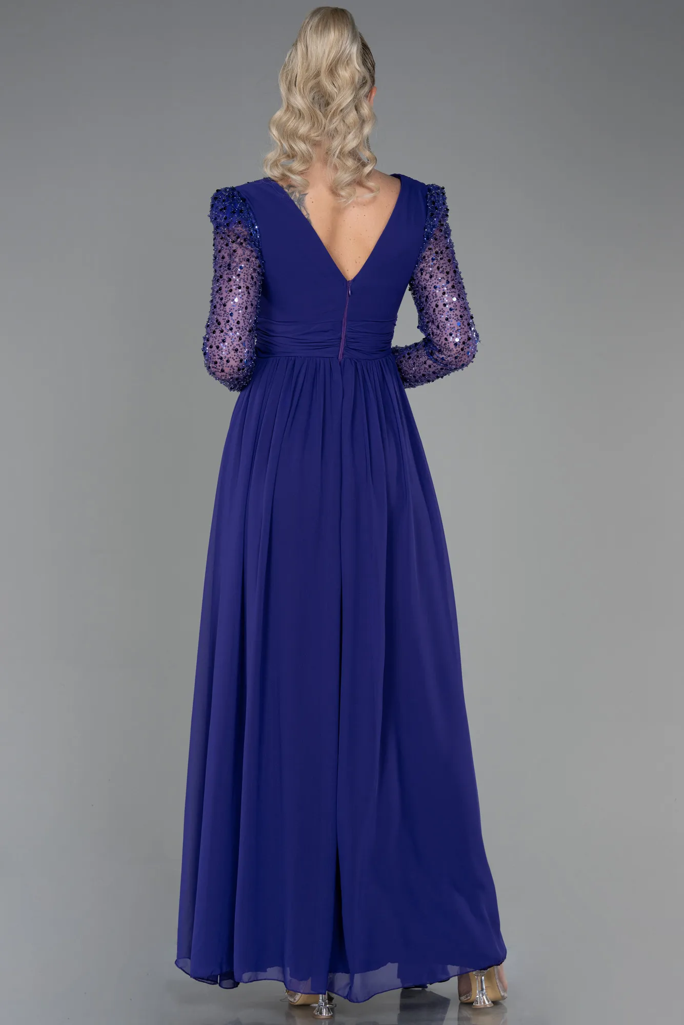 Purple-Long Chiffon Evening Dress ABU3262