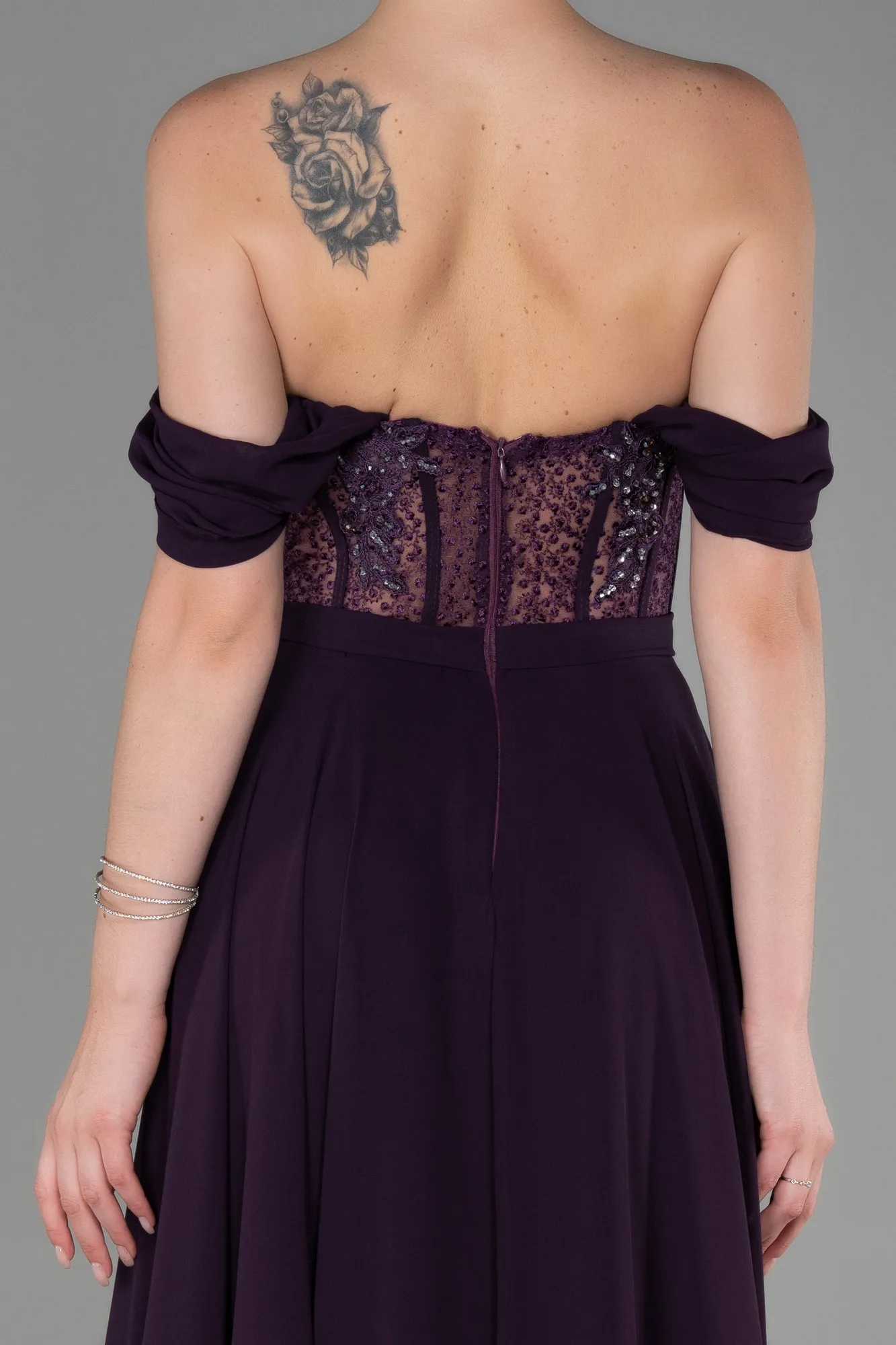 Purple-Long Chiffon Evening Dress ABU3310