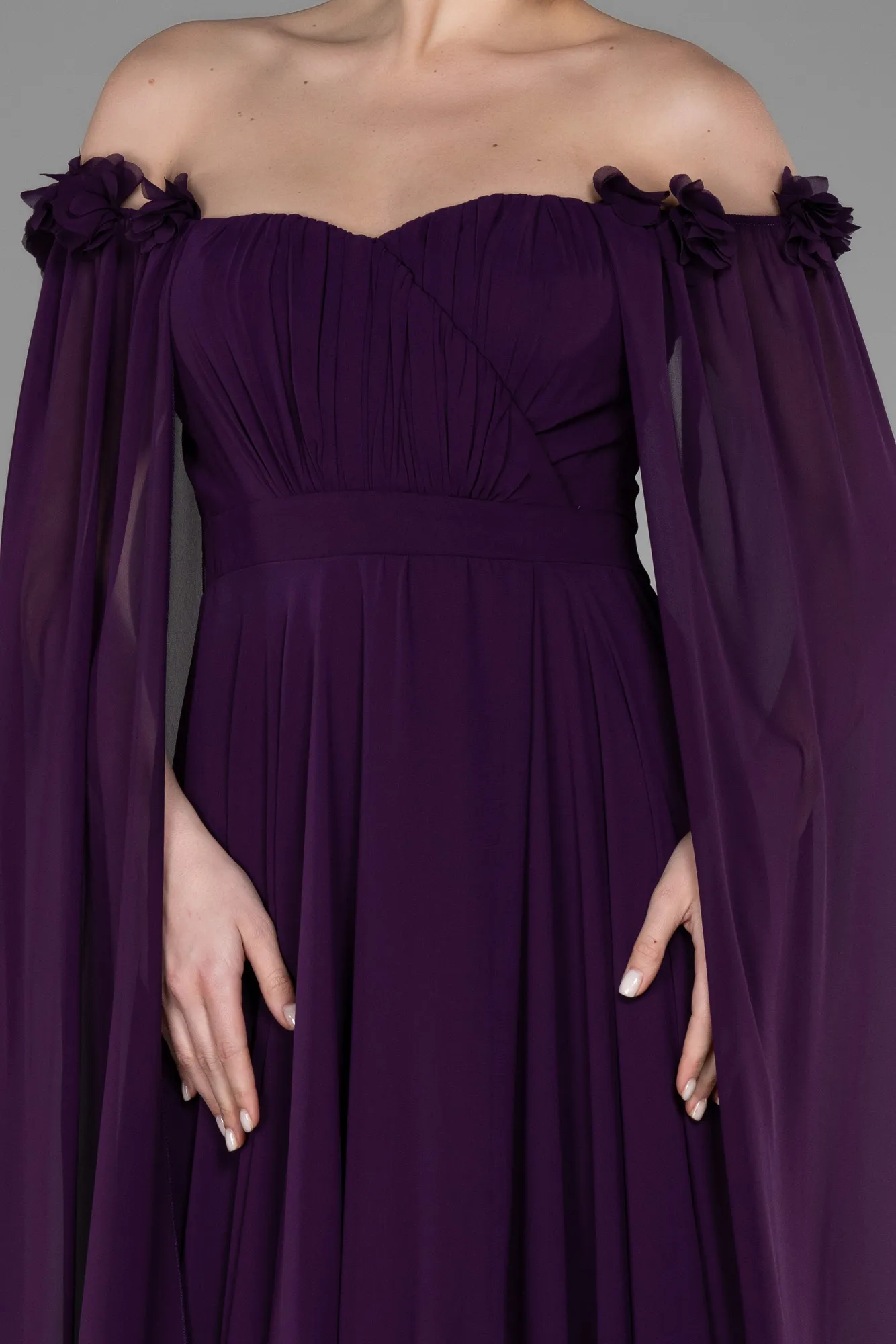 Purple-Long Chiffon Evening Dress ABU3462