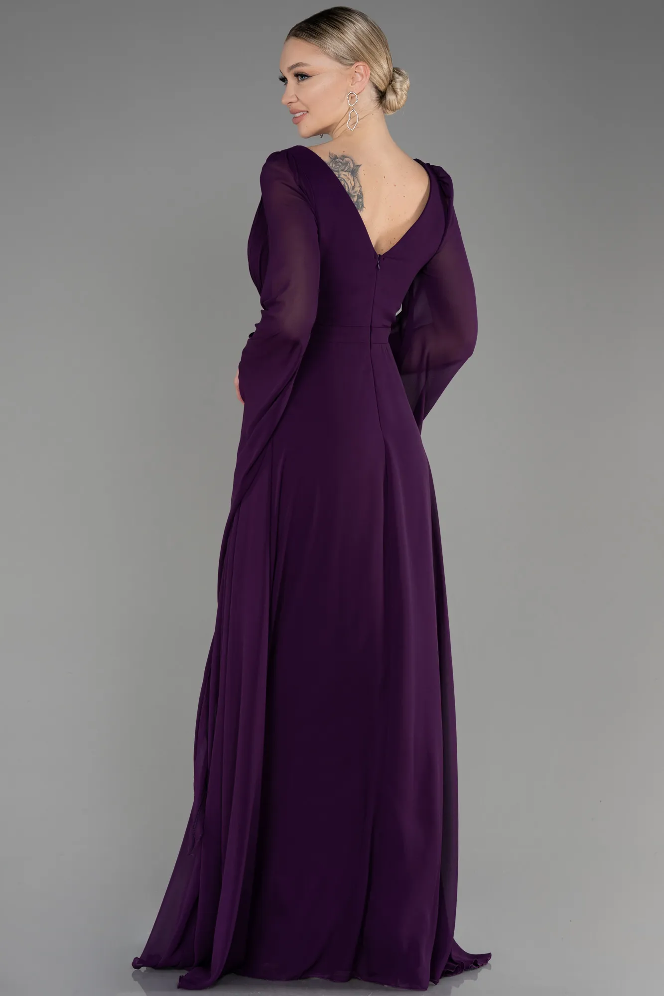 Purple-Long Chiffon Evening Dress ABU3541