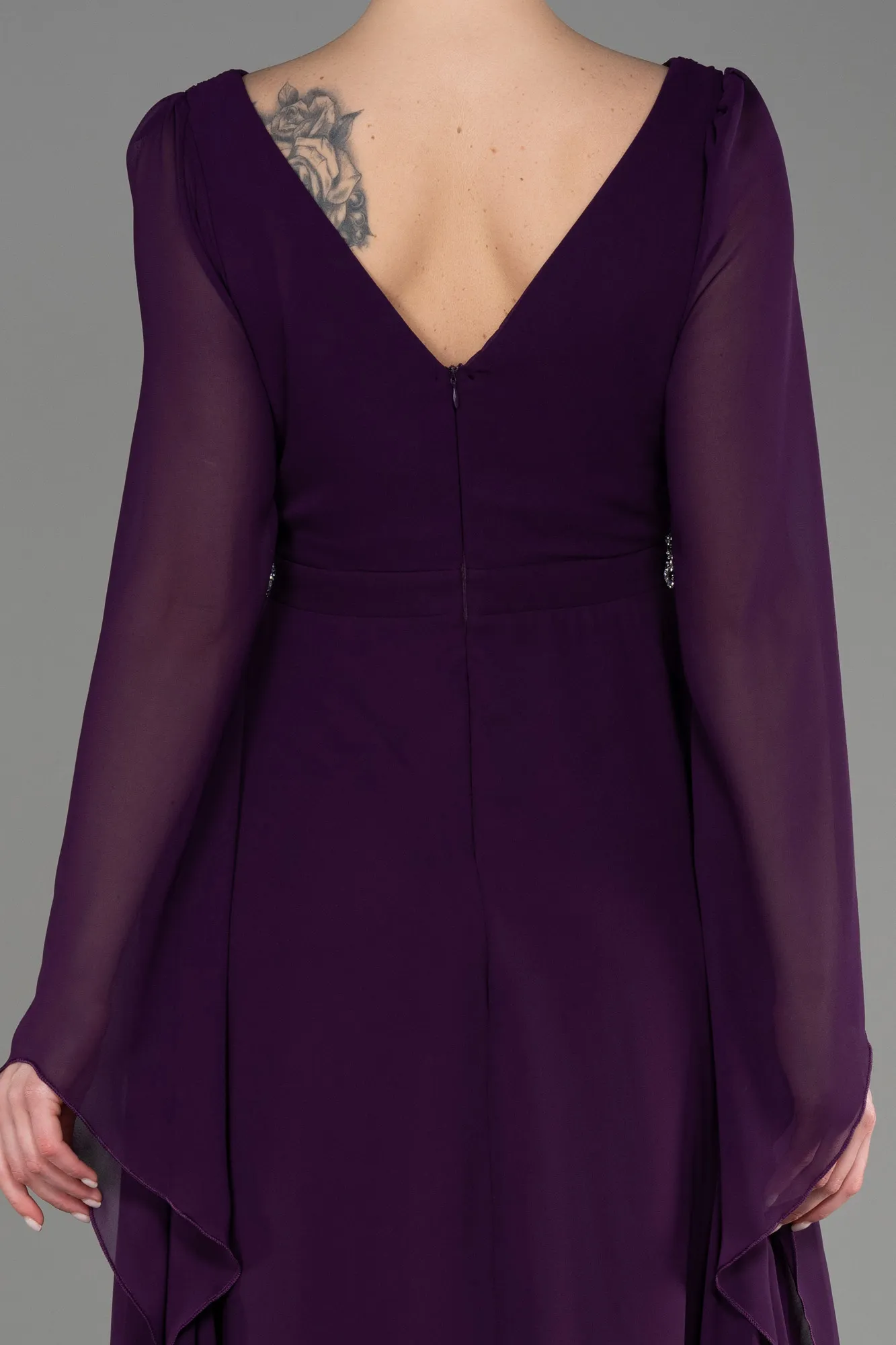Purple-Long Chiffon Evening Dress ABU3541