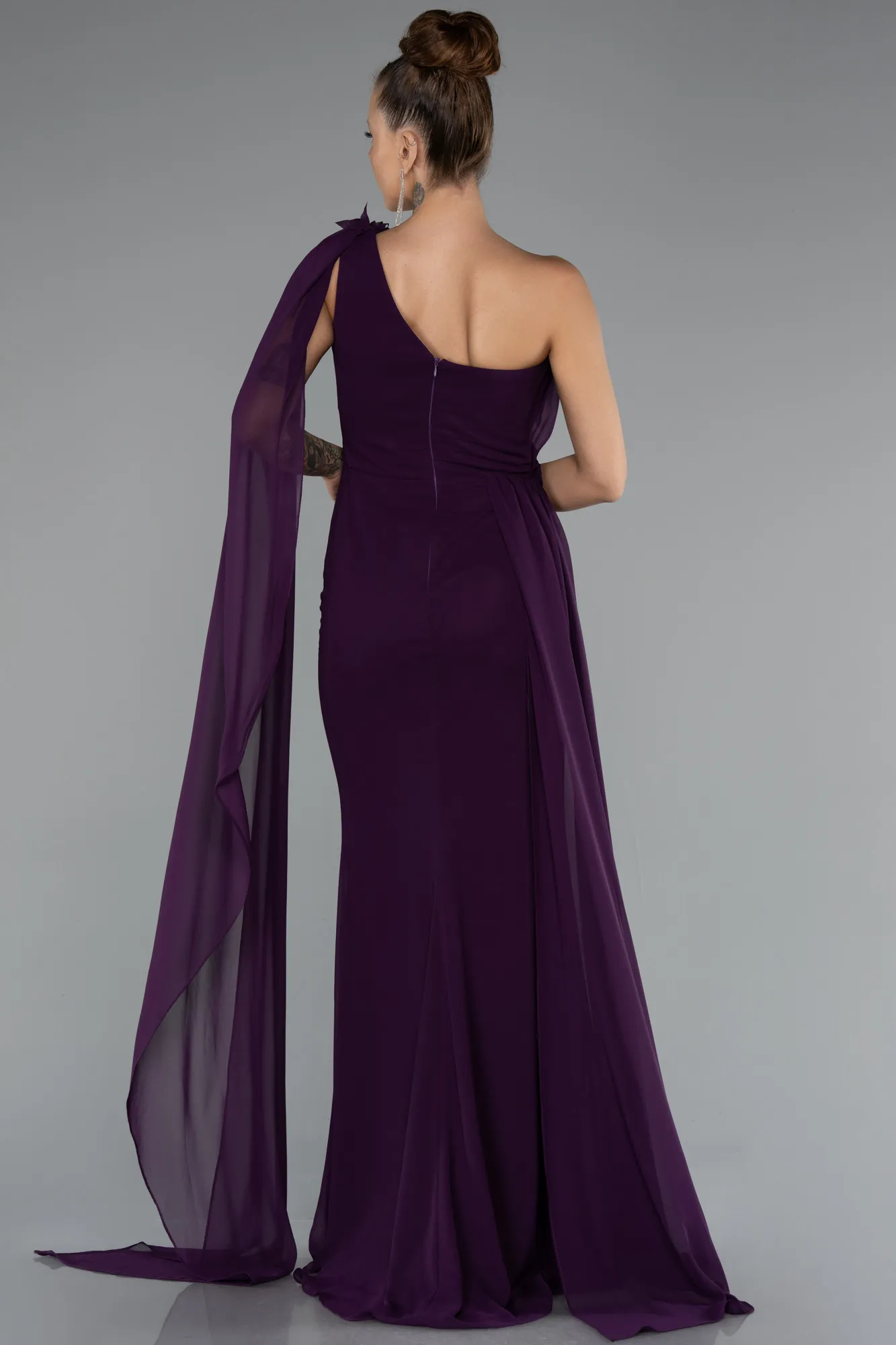 Purple-Long Chiffon Evening Dress ABU5144