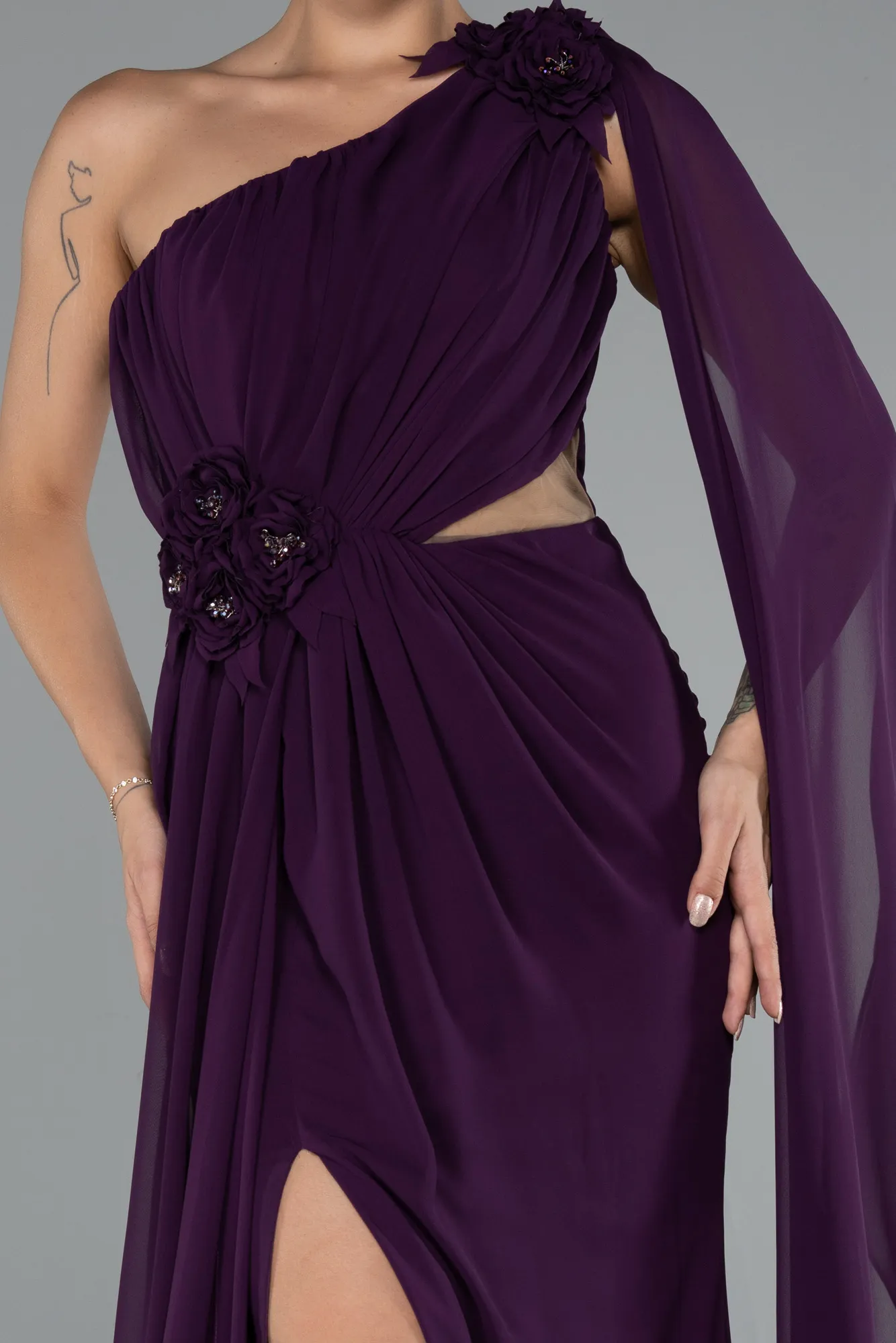 Purple-Long Chiffon Evening Dress ABU5144