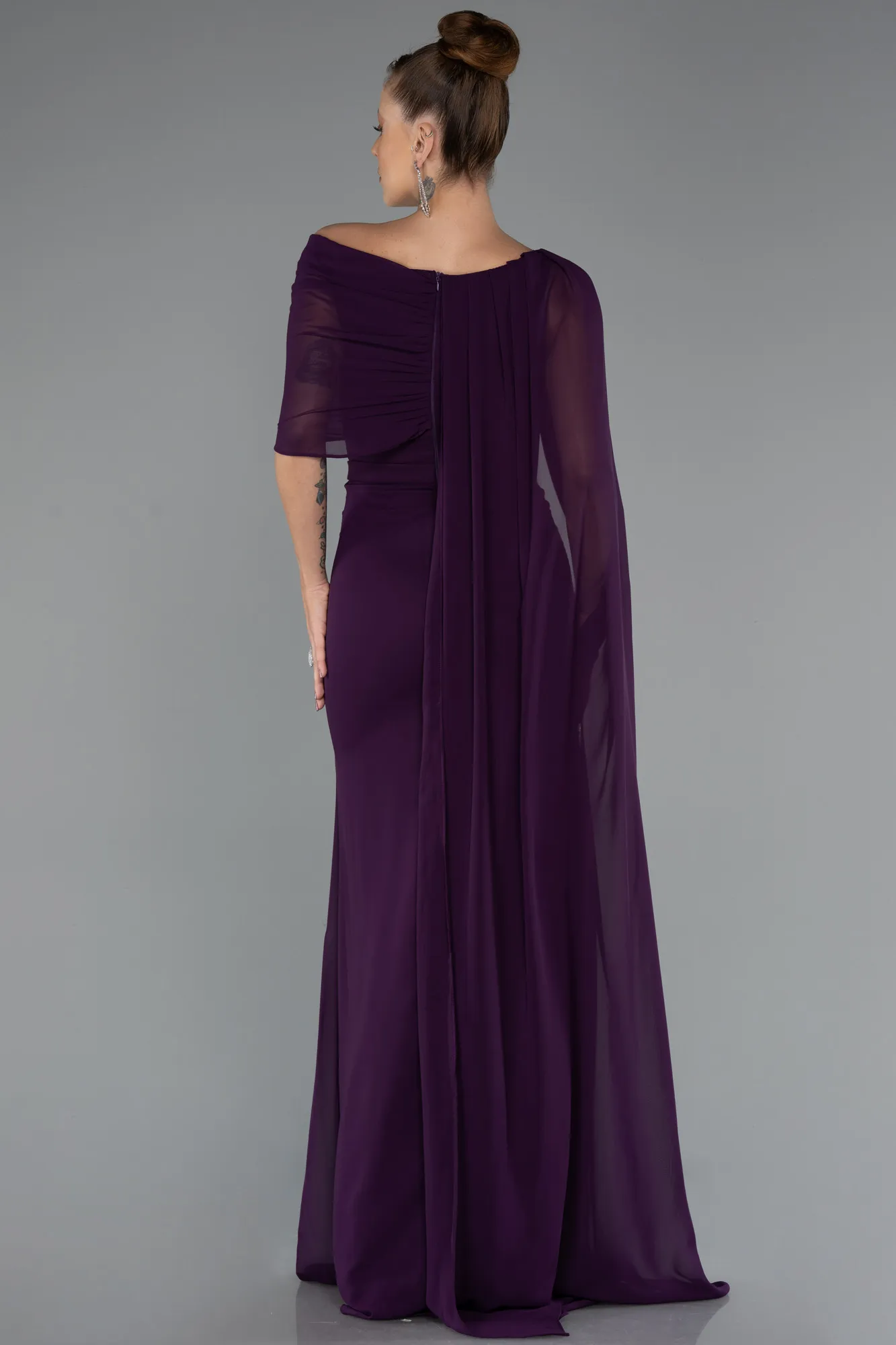 Purple-Long Chiffon Evening Dress ABU5418