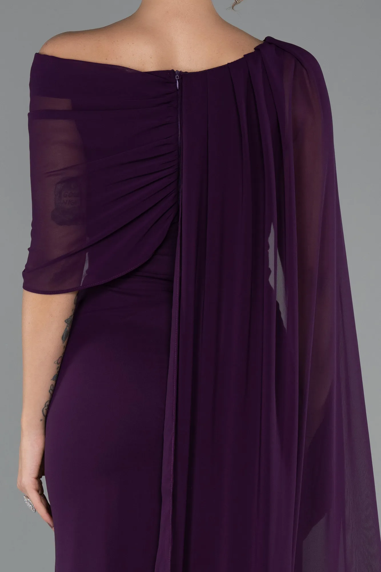 Purple-Long Chiffon Evening Dress ABU5418