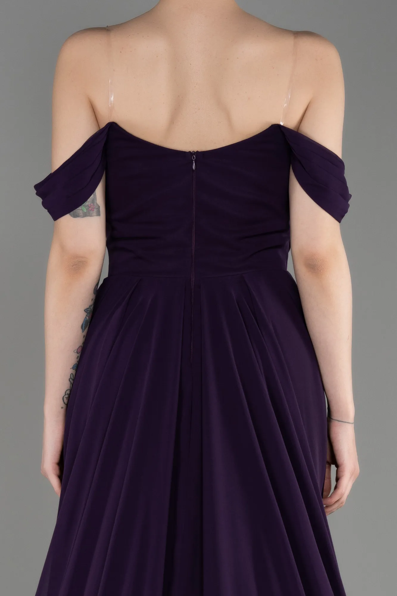 Purple-Long Chiffon Formal Plus Size Dress ABU3803