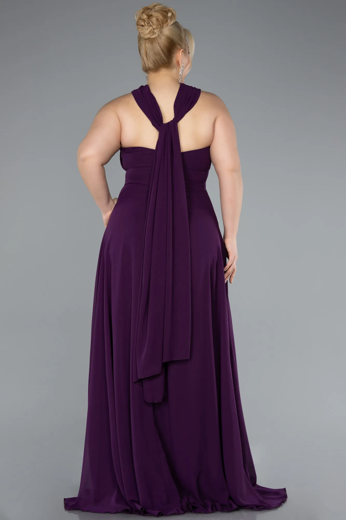 Purple-Long Chiffon Formal Plus Size Dress ABU4951