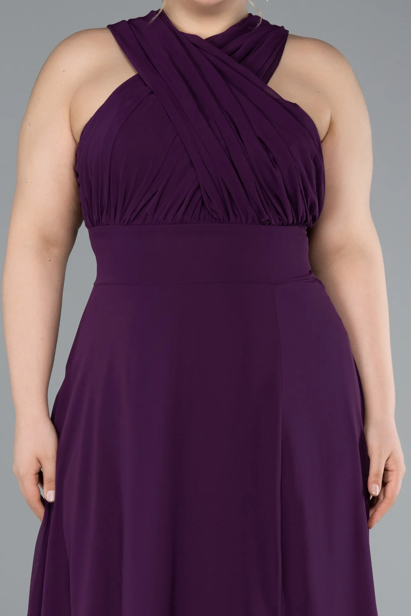 Purple-Long Chiffon Formal Plus Size Dress ABU4951