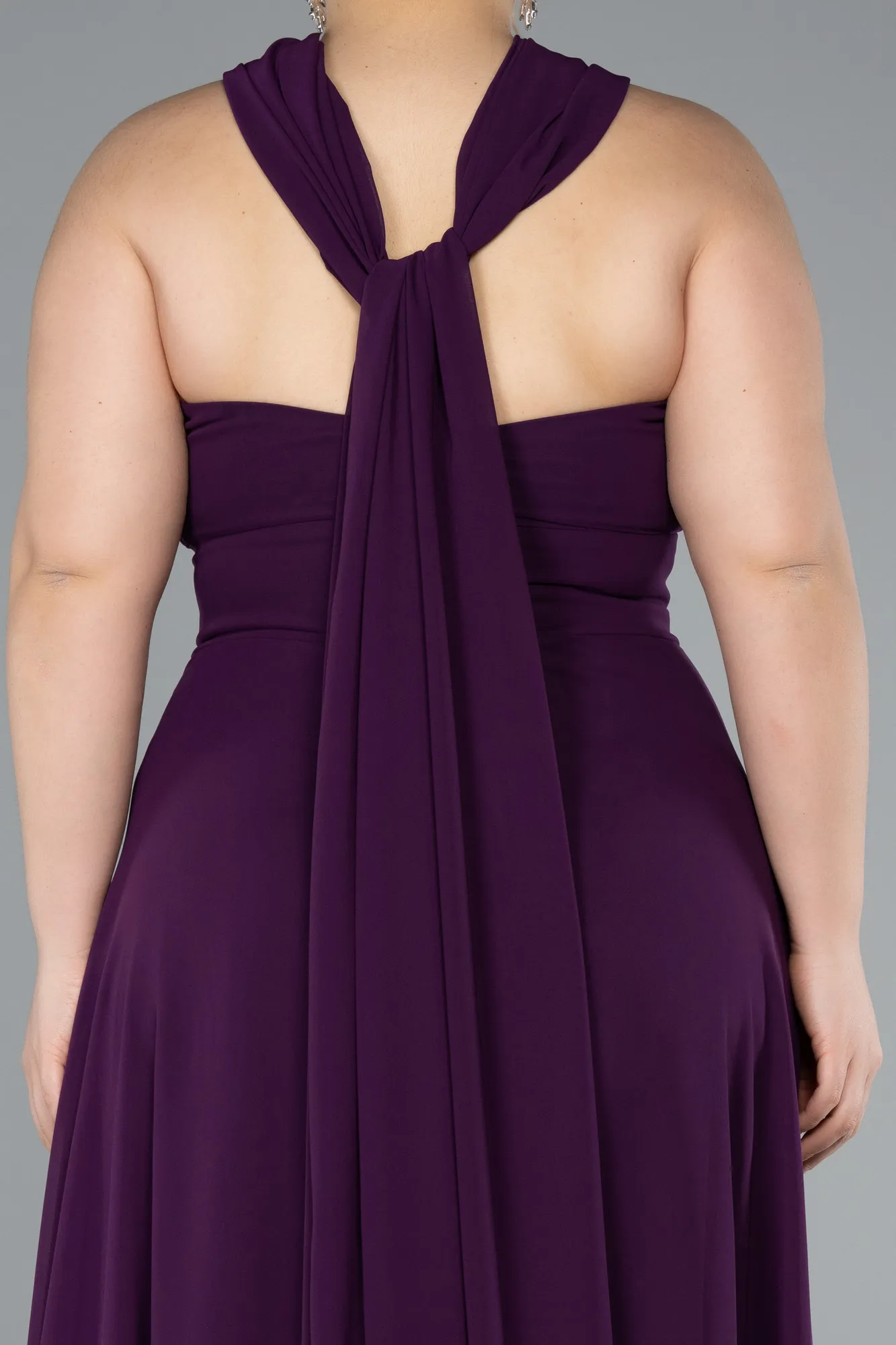 Purple-Long Chiffon Formal Plus Size Dress ABU4951