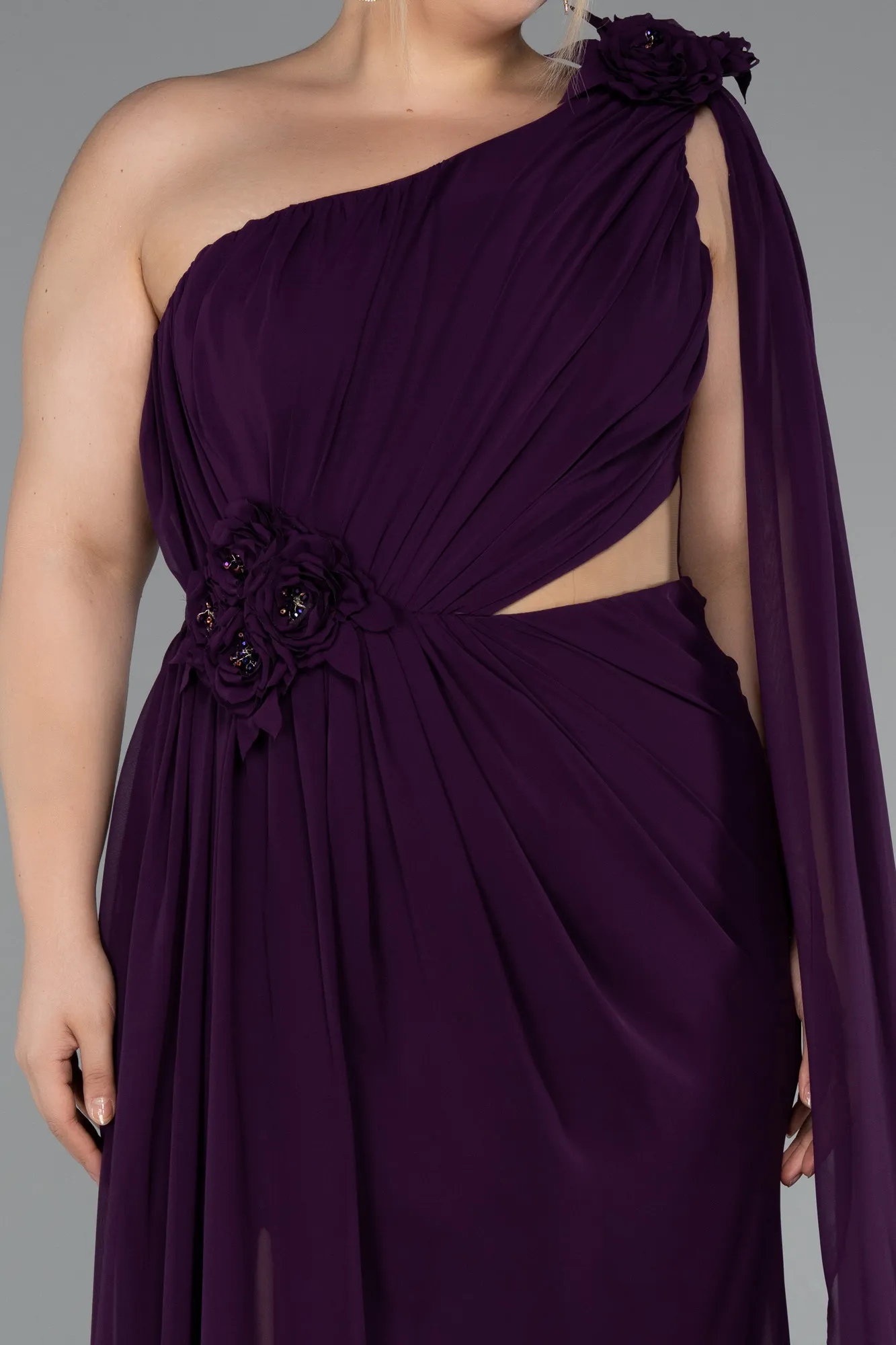 Purple-Long Chiffon Formal Plus Size Dress ABU5145