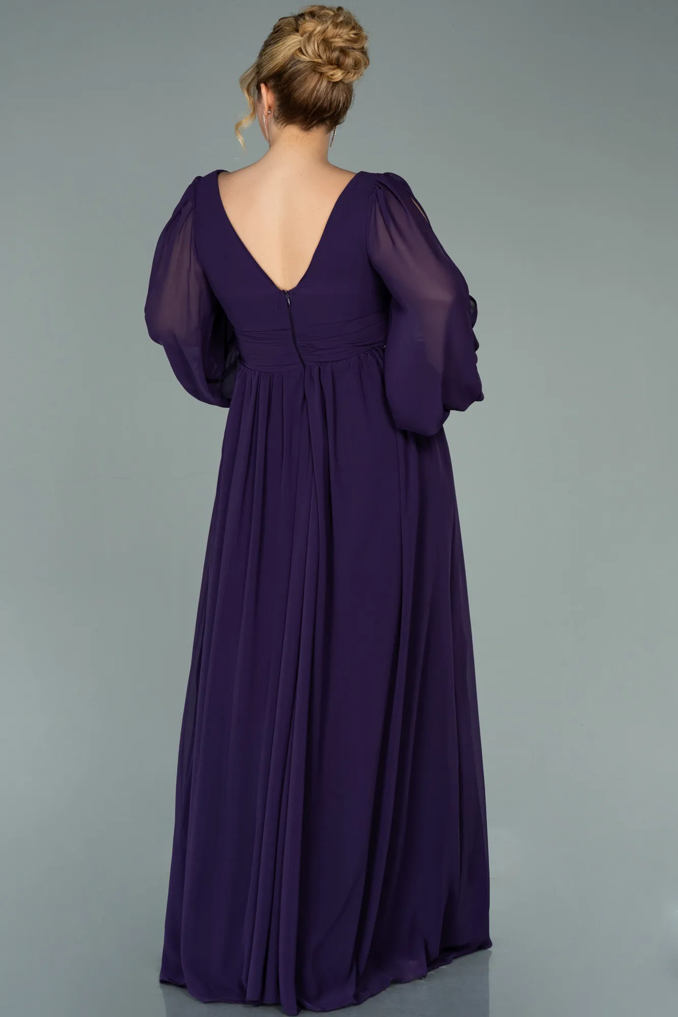 Purple-Long Chiffon Oversized Evening Dress ABU1988