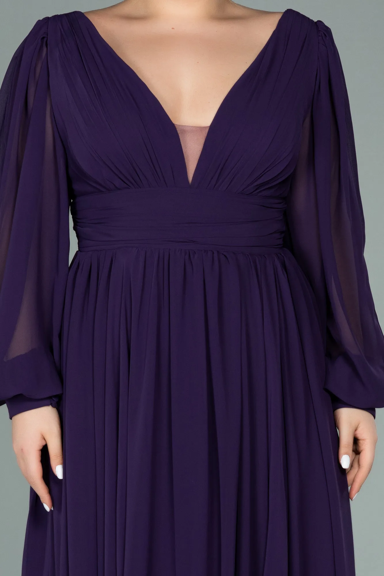 Purple-Long Chiffon Oversized Evening Dress ABU1988