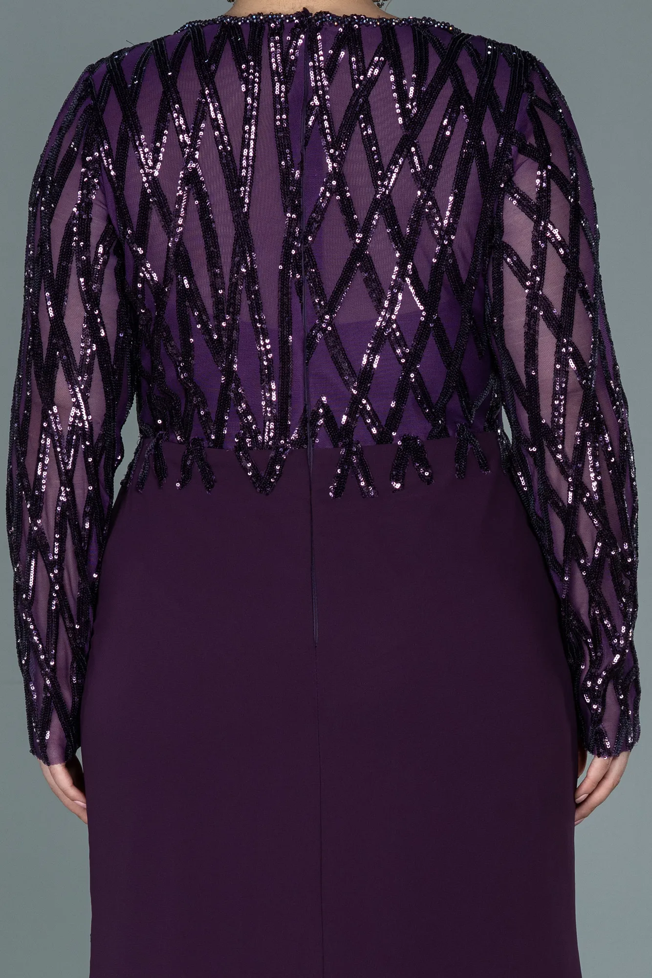 Purple-Long Chiffon Plus Size Evening Dress ABU2572