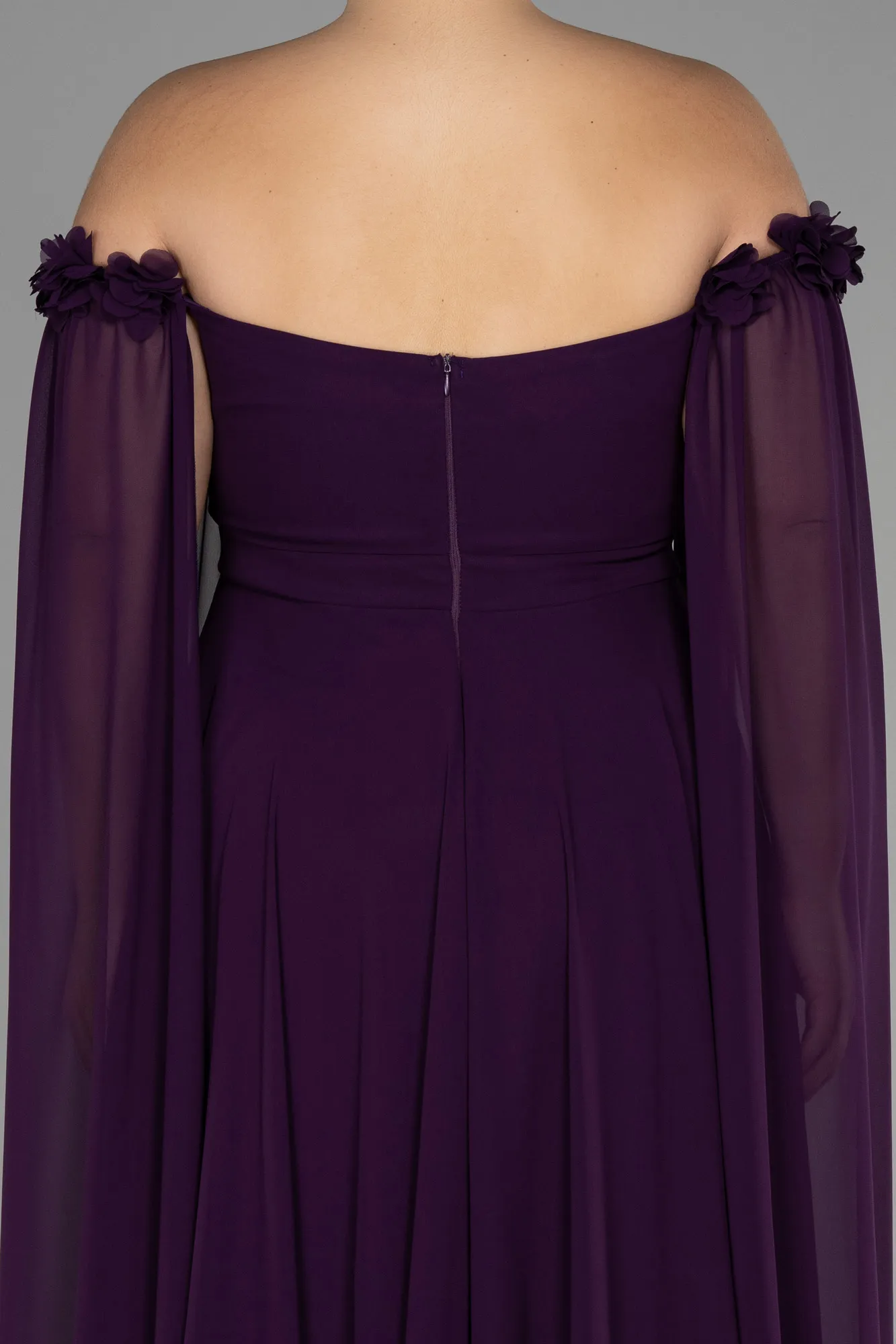 Purple-Long Chiffon Plus Size Evening Dress ABU3464