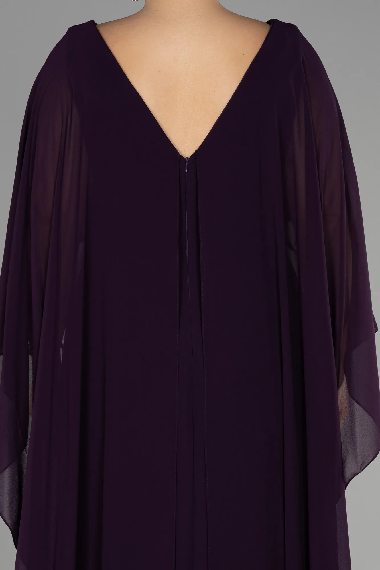 Purple-Long Chiffon Plus Size Evening Dress ABU3488