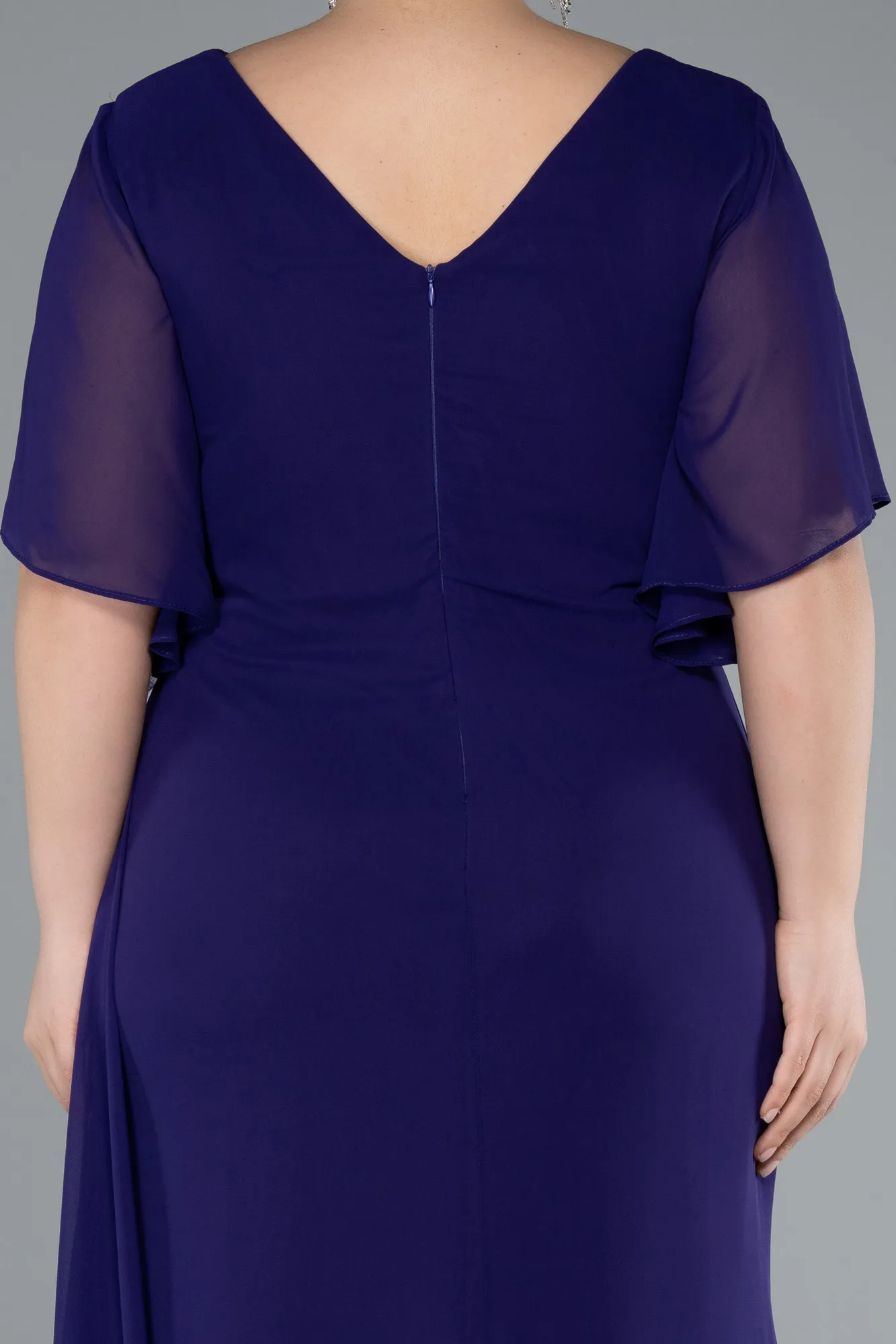 Purple-Long Chiffon Plus Size Evening Dress ABU4911