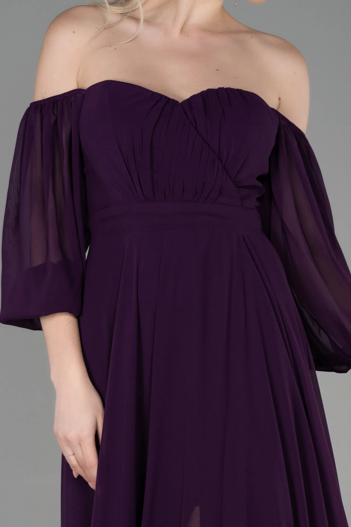 Purple-Long Chiffon Prom Gown ABU2457
