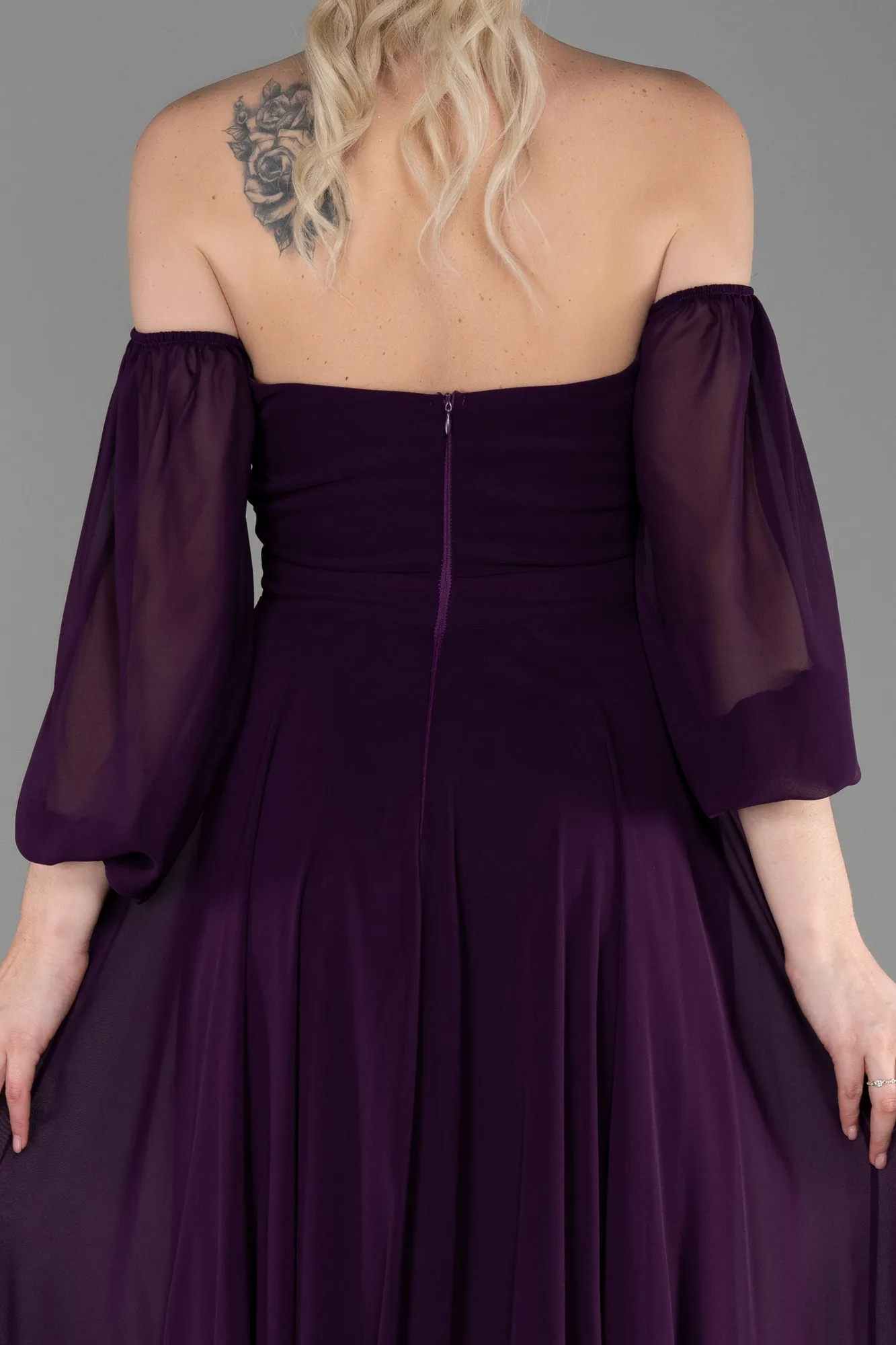 Purple-Long Chiffon Prom Gown ABU2457