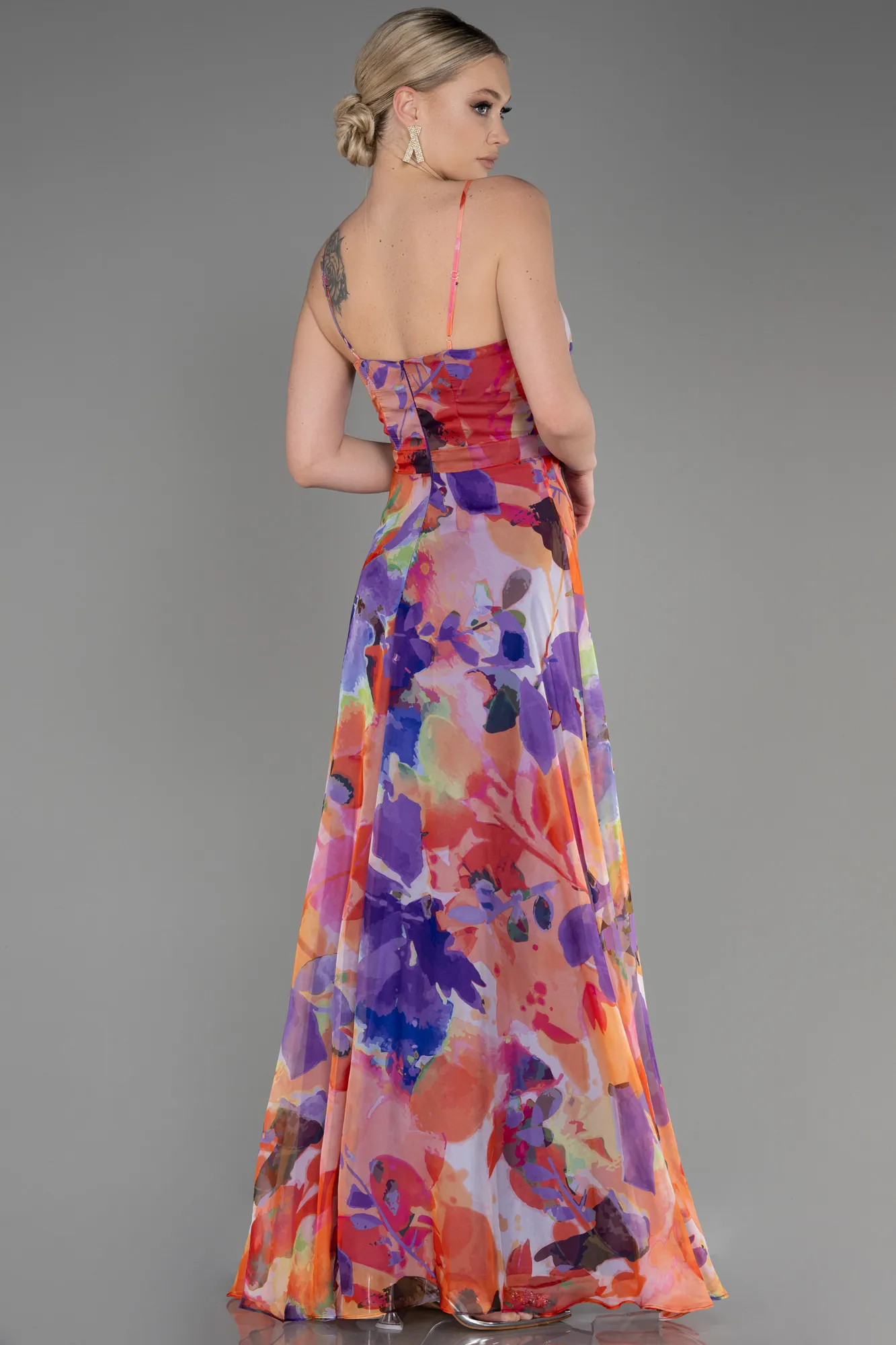 Purple-Long Chiffon Prom Gown ABU3759