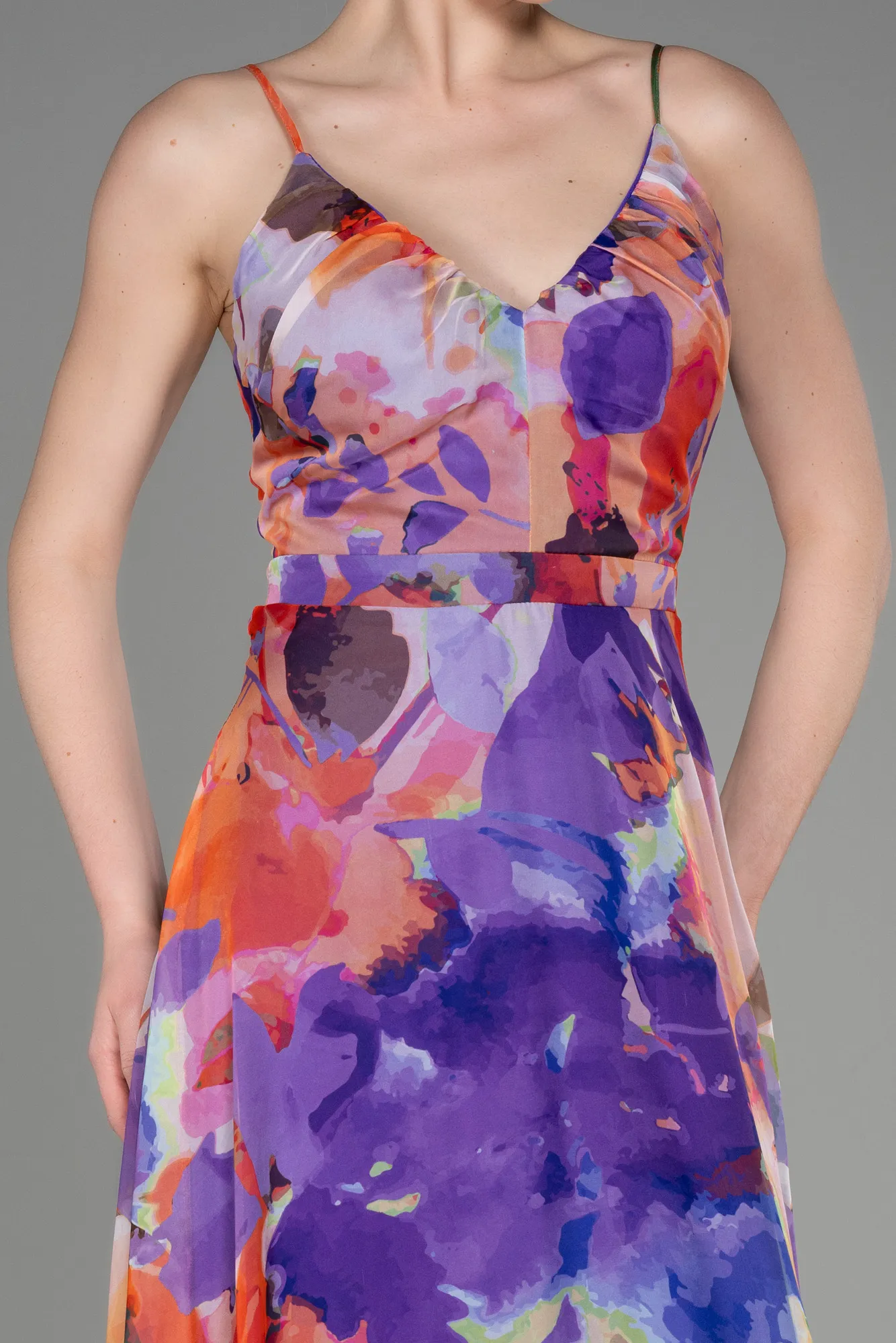 Purple-Long Chiffon Prom Gown ABU3759