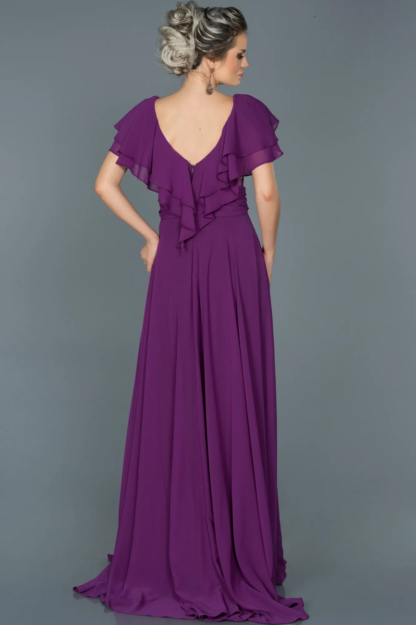 Purple-Long Plus Size Evening Dress ABU032