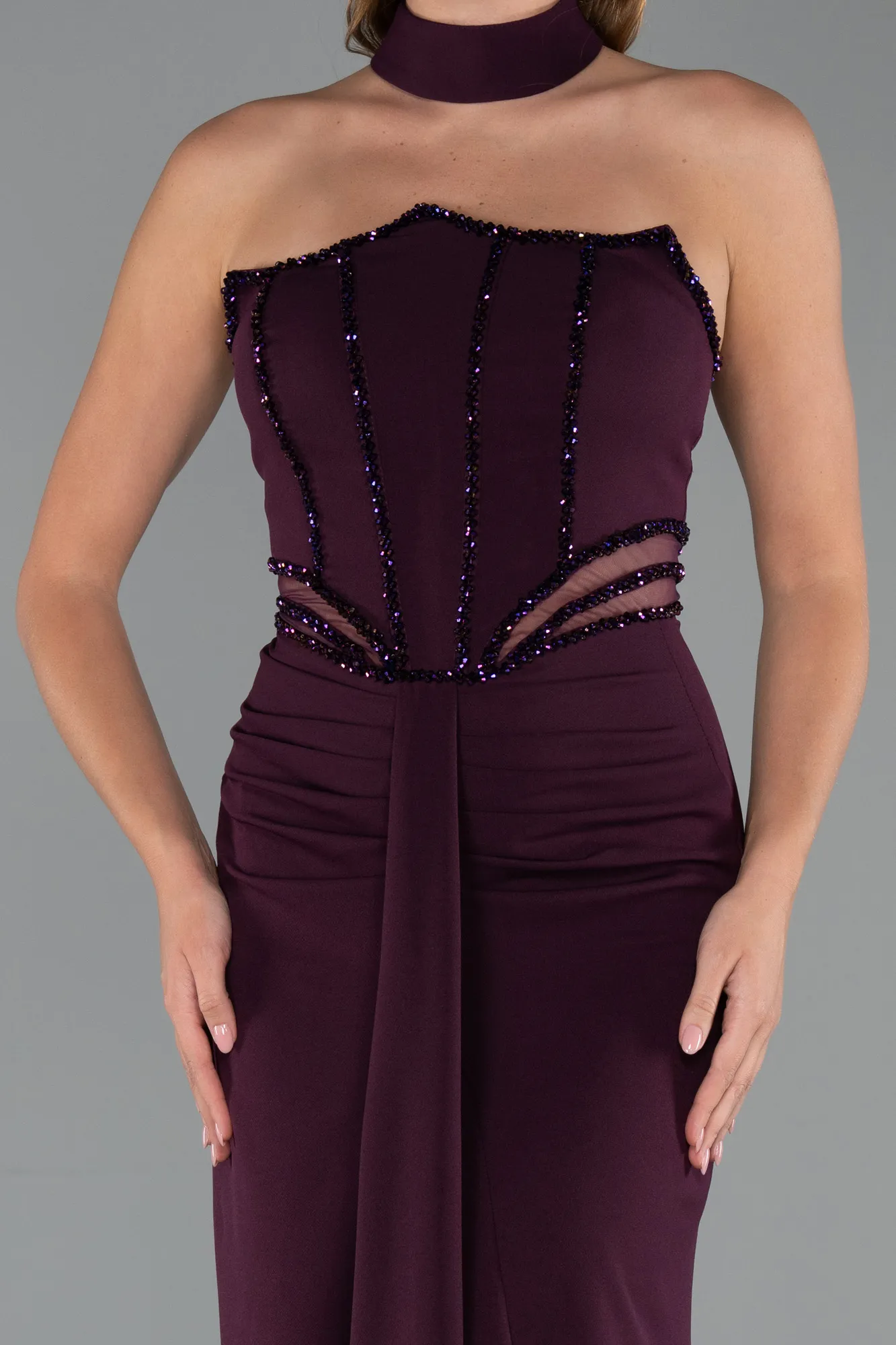 Purple-Long Evening Dress ABU5476