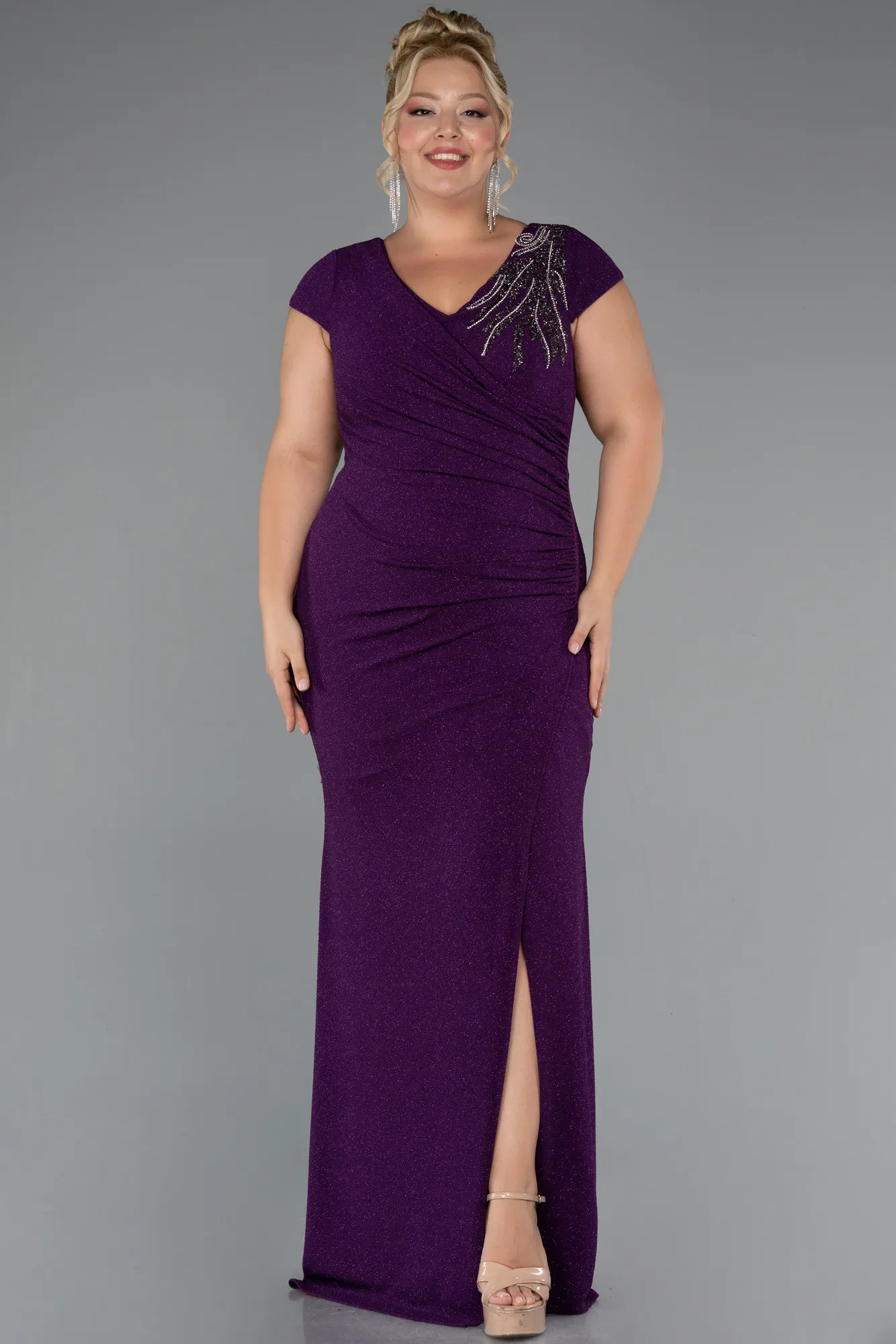Purple-Long Formal Plus Size Dress ABU5317