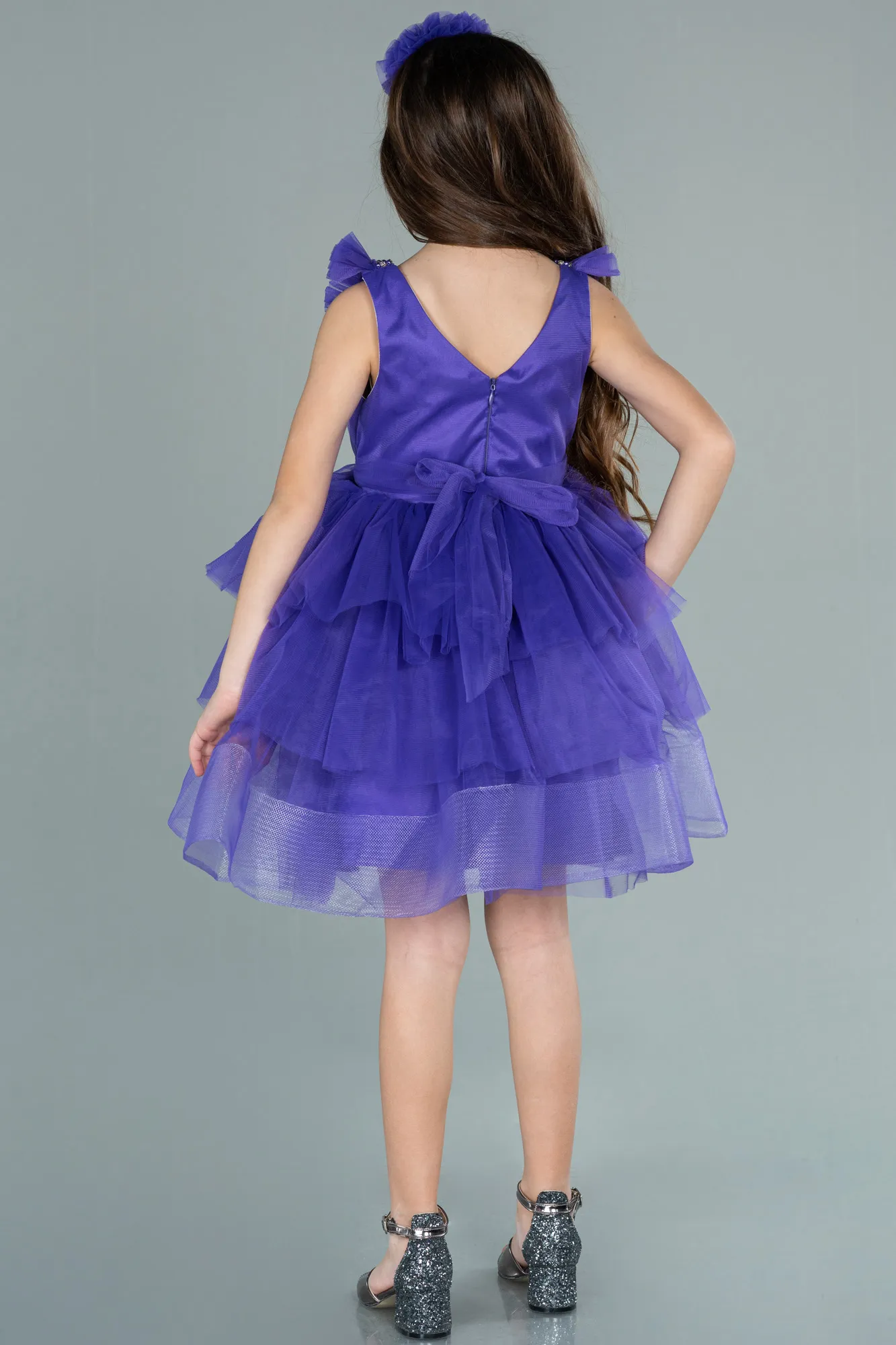 Purple-Long Girl Dress ABU2290