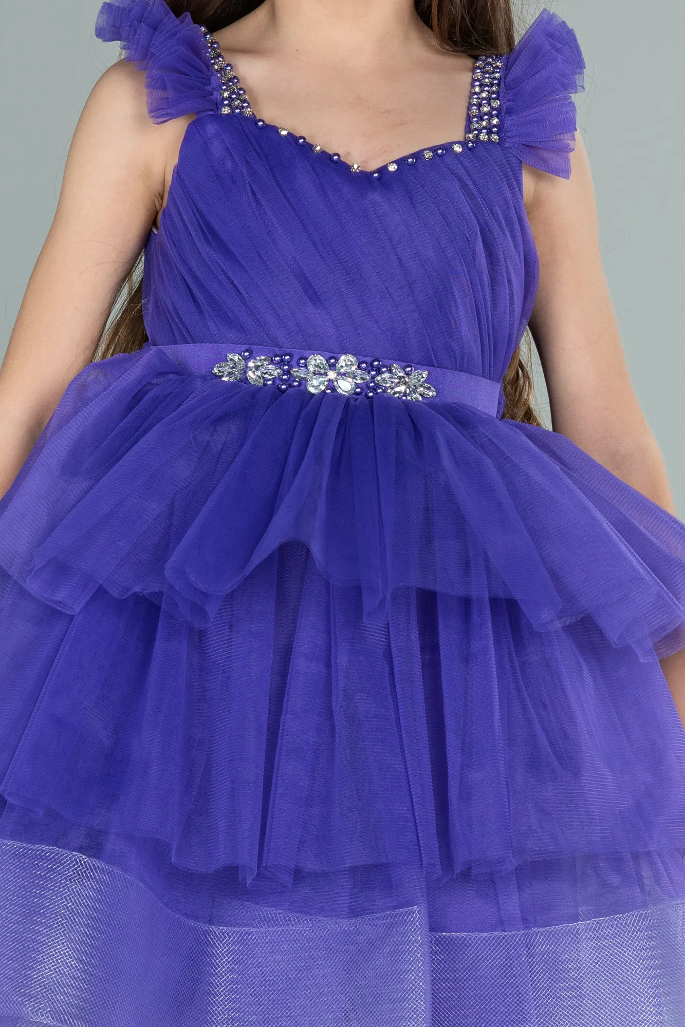 Purple-Long Girl Dress ABU2290